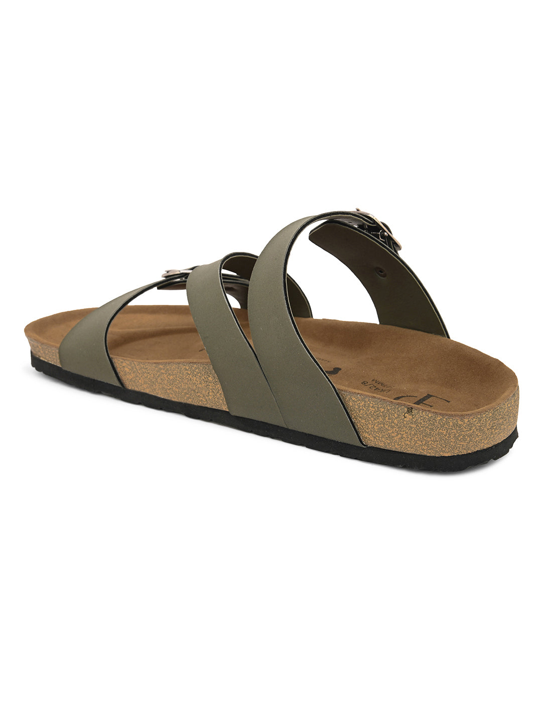 Olive Men's casual flat heel open-toe strap sandal 