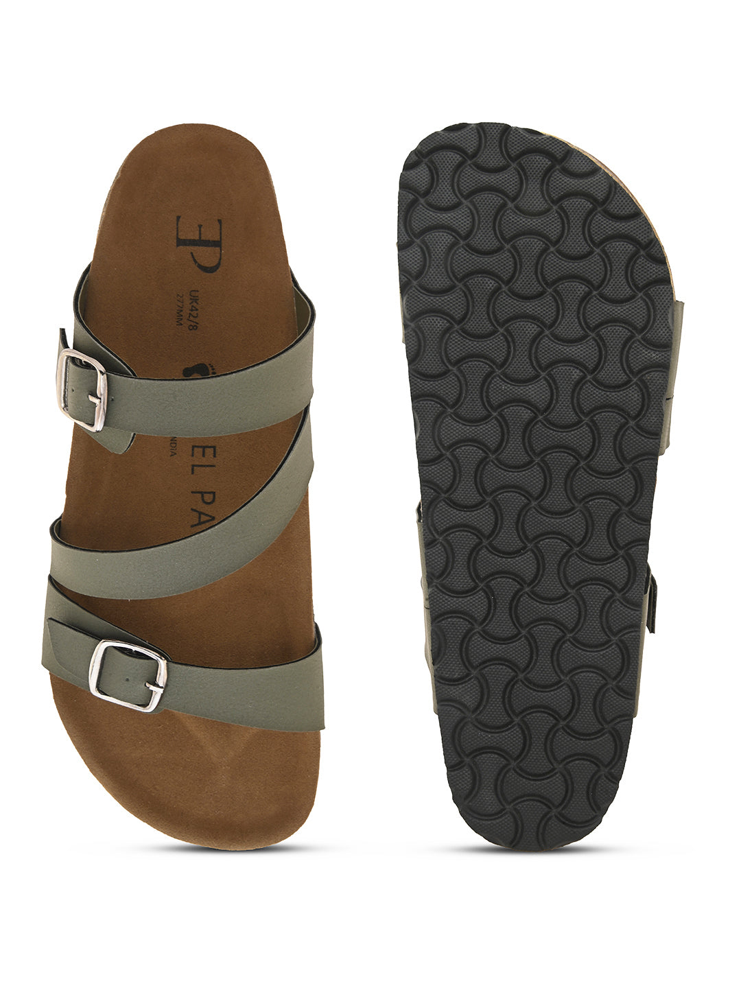Olive Men's casual flat heel open-toe strap sandal 