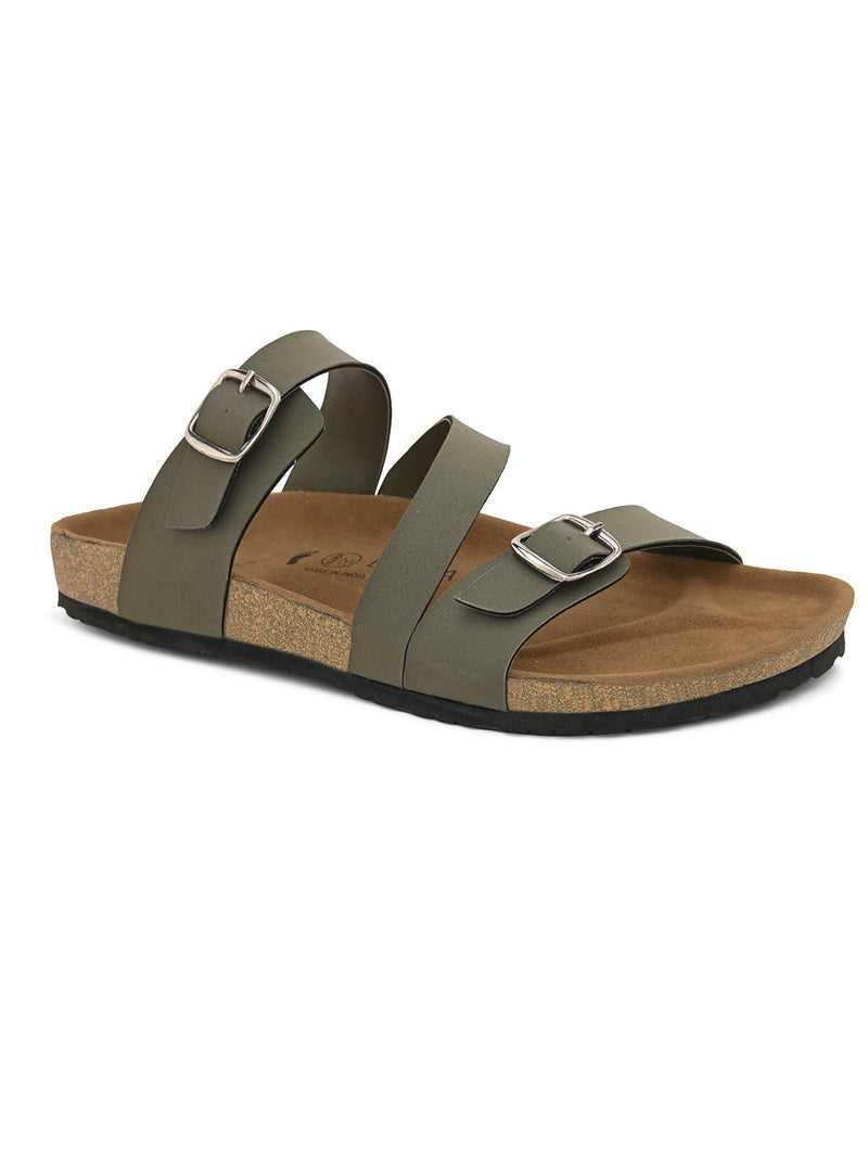 open-toe strap olive sandal for men