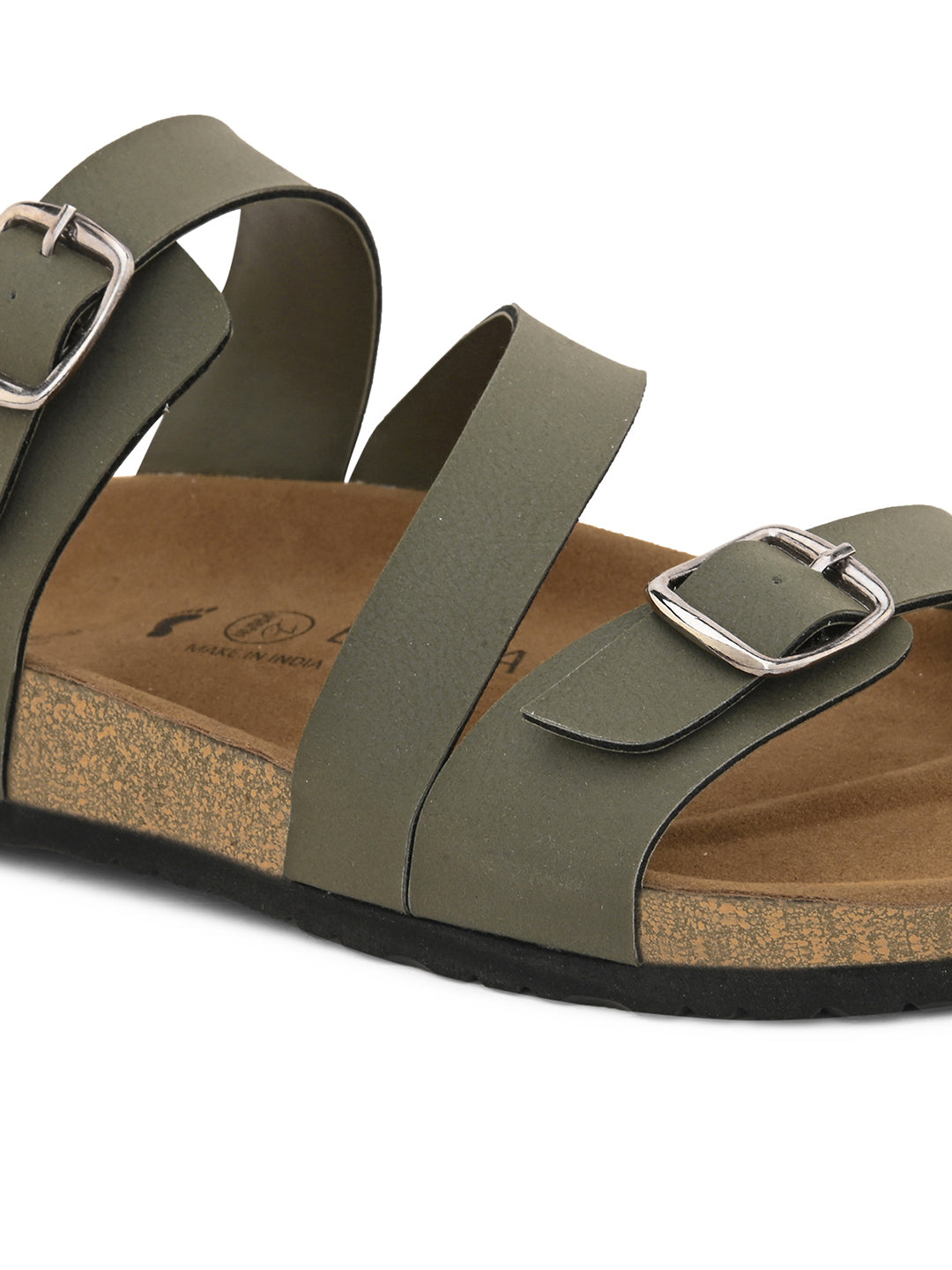 Men's olive casual flat heel open-toe strap sandal 