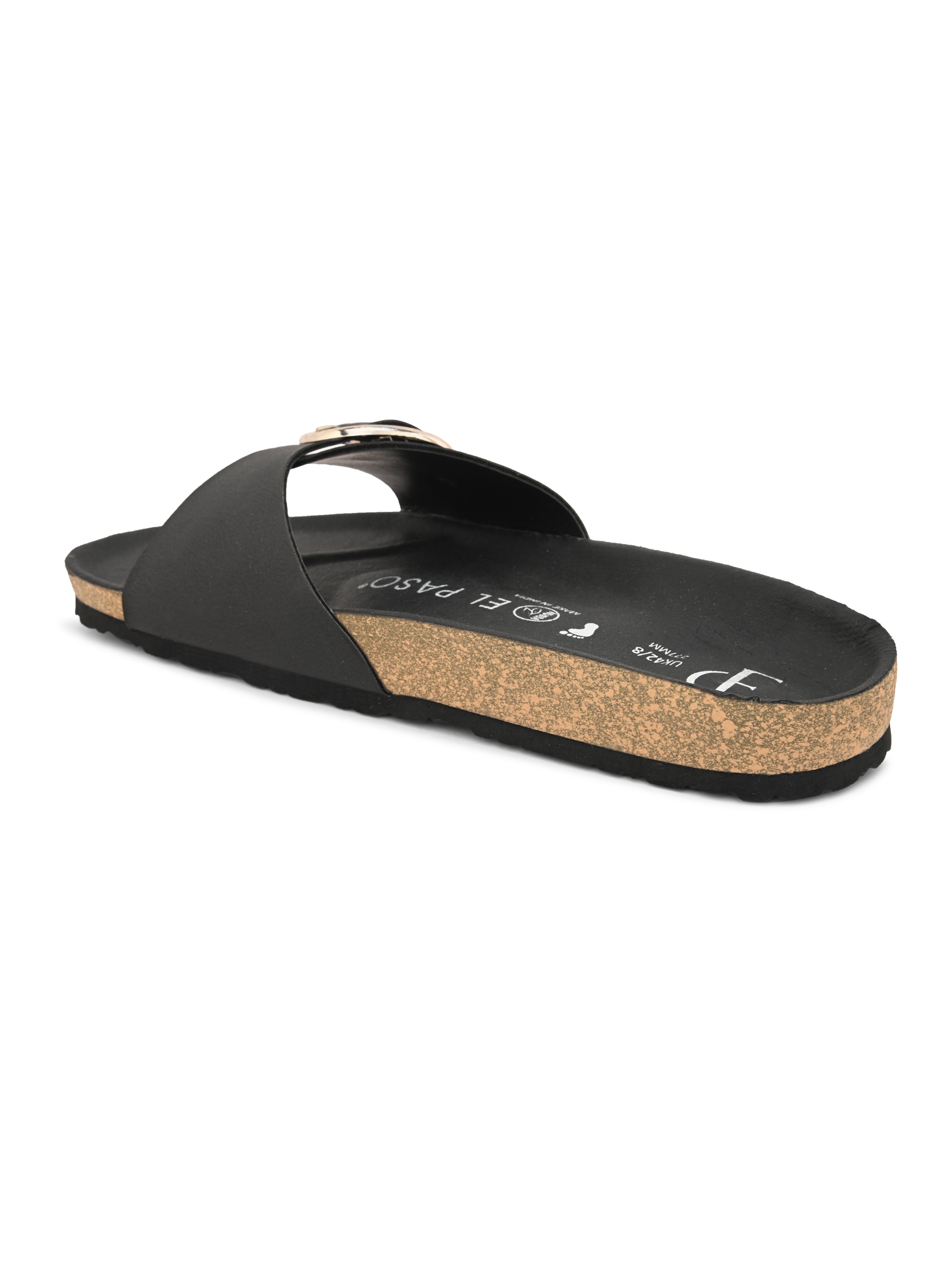Black Men's casual flat heel with buckle strap sandal