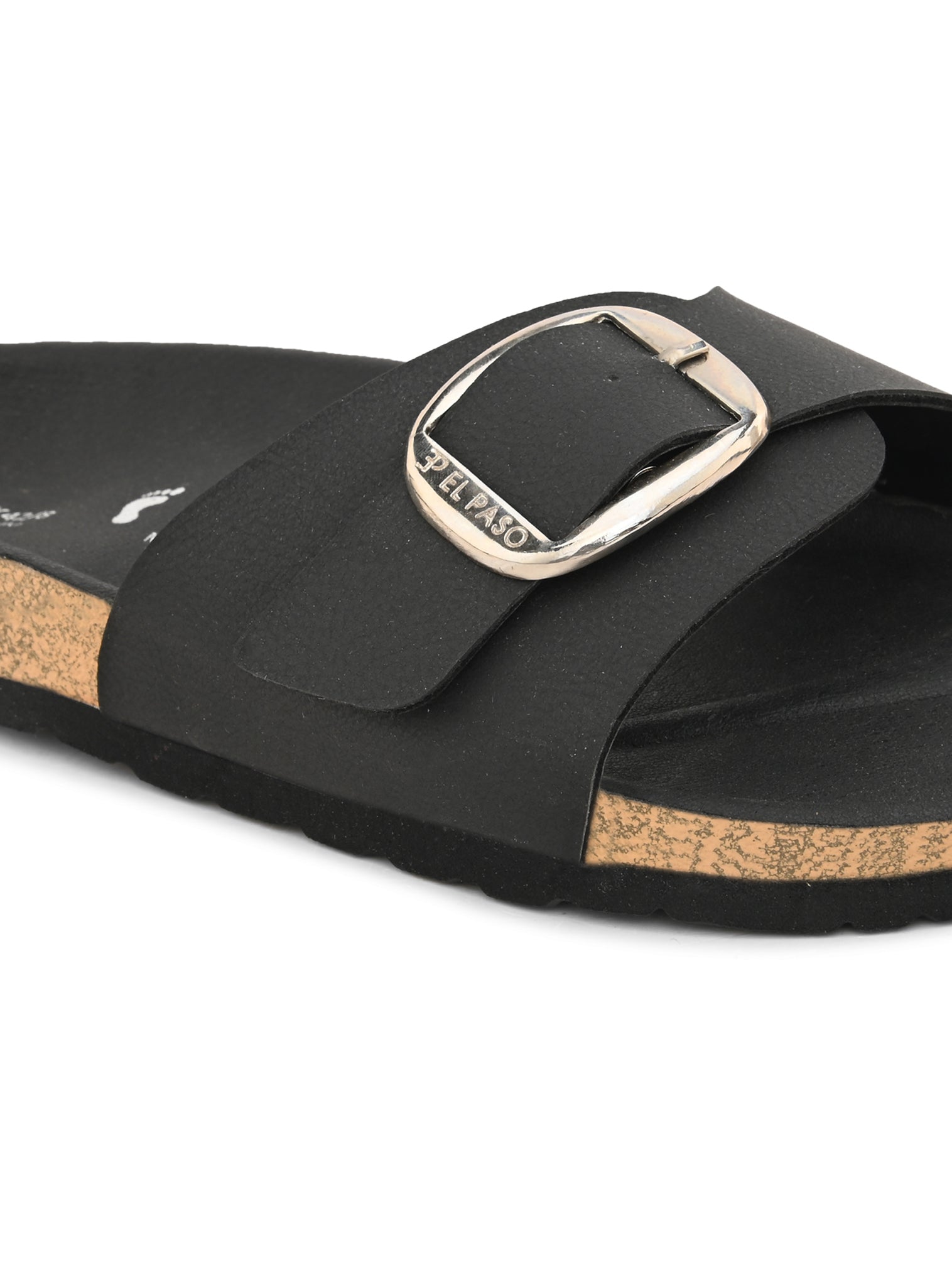 Black Men's casual flat heel with buckle strap sandal 