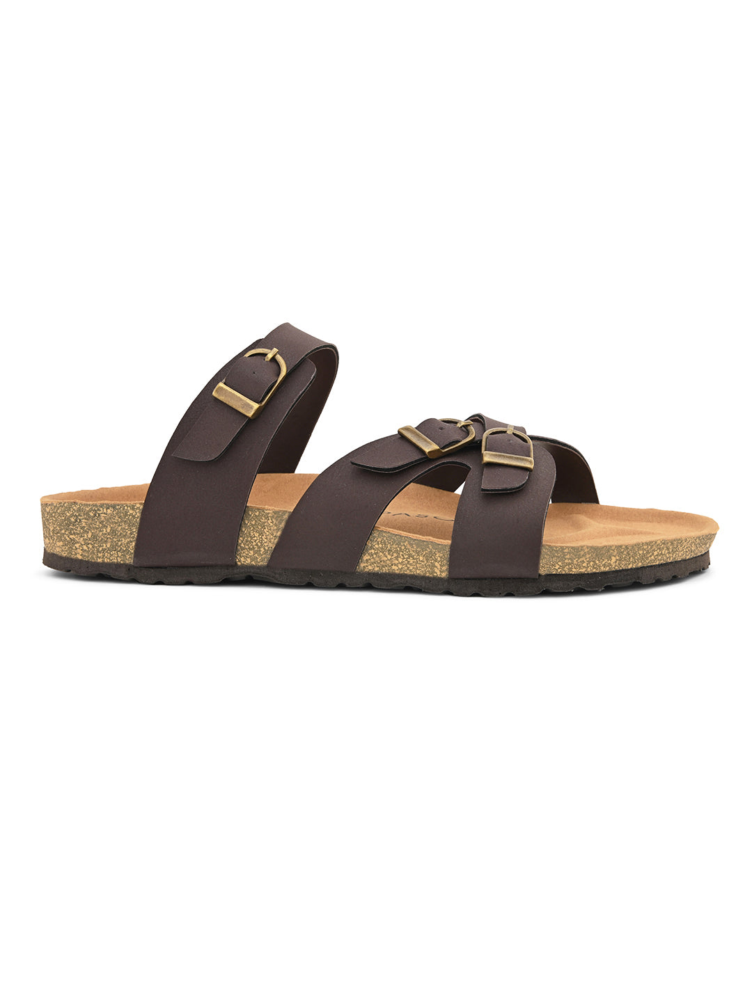 Brown Men's casual heel buckle strap sandal 
