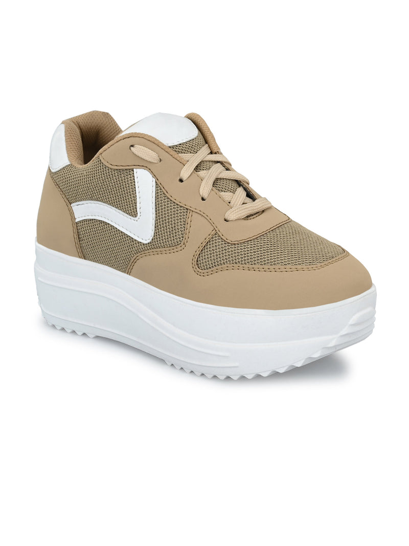 Taupe Wave Platform Sneaker For Women-1