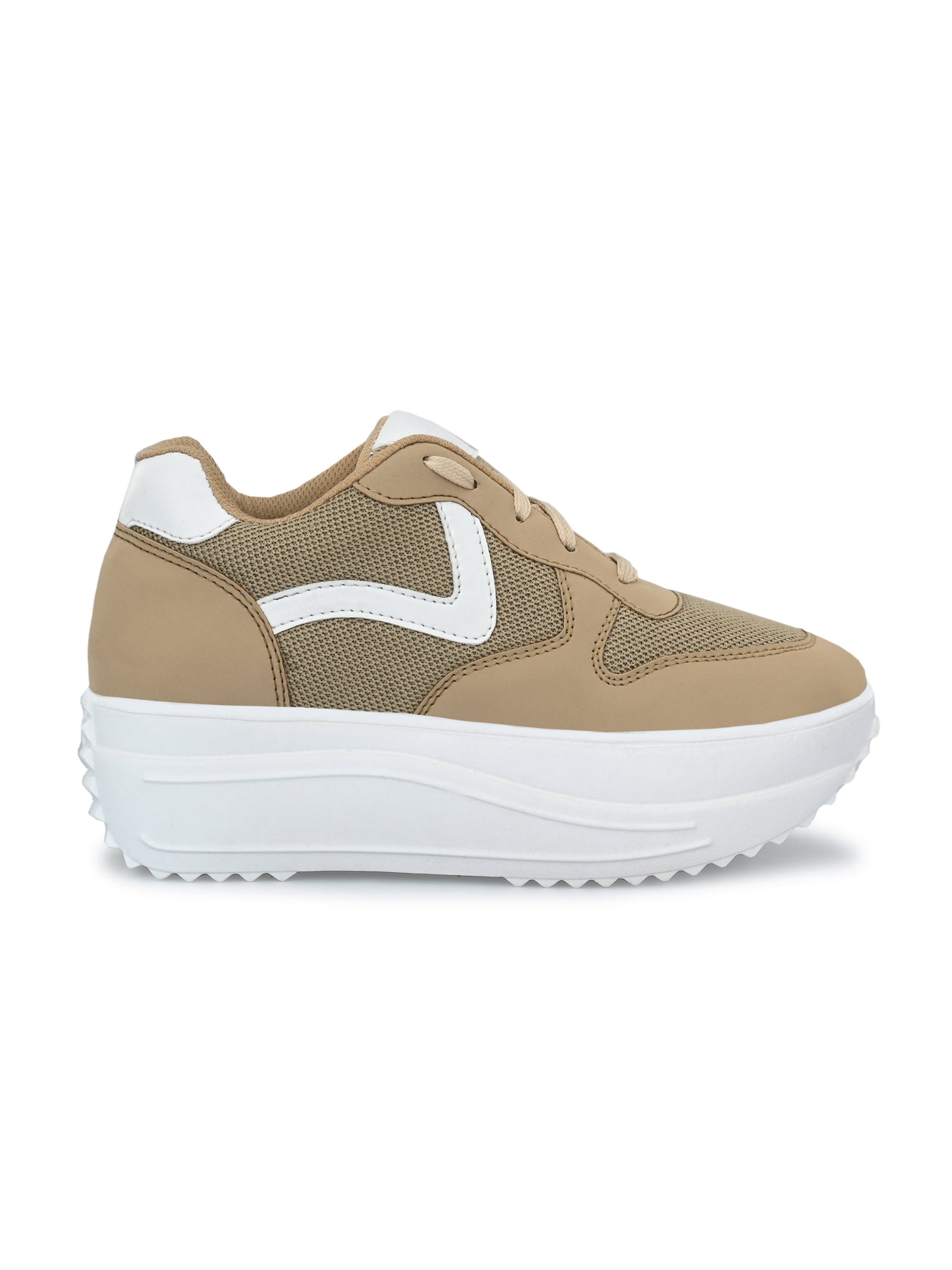 Taupe Wave Platform Sneaker For Women-3