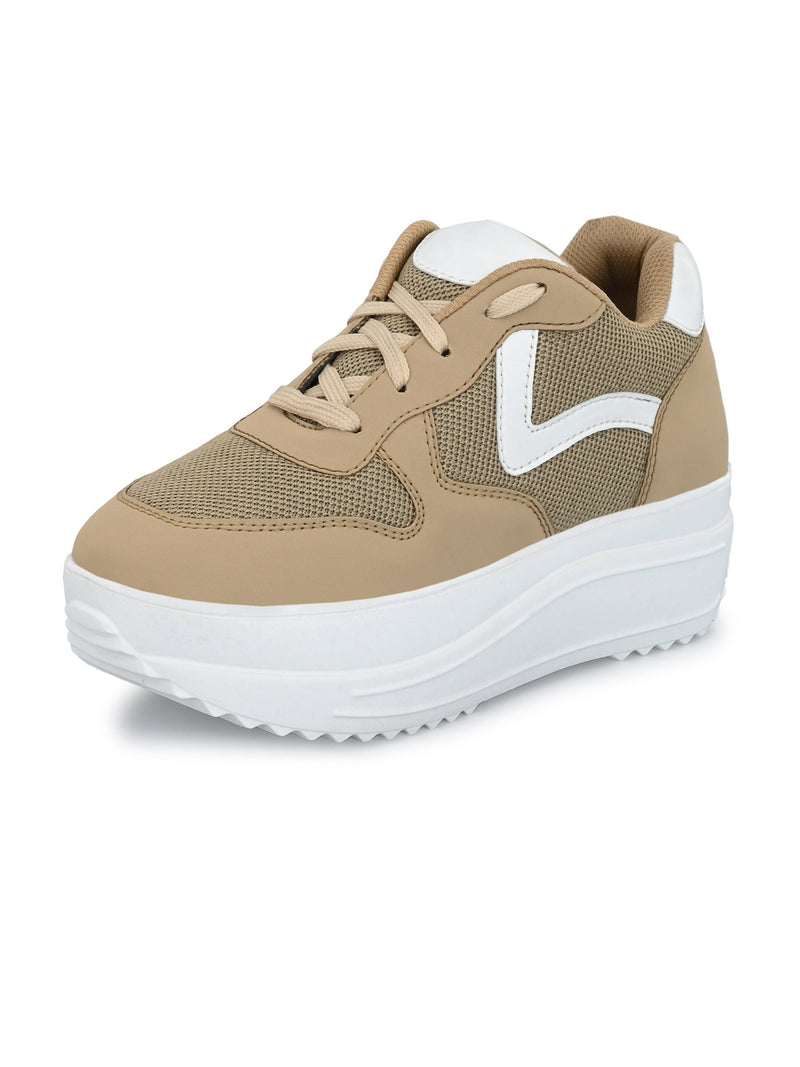 Taupe Wave Platform Sneaker For Women-6