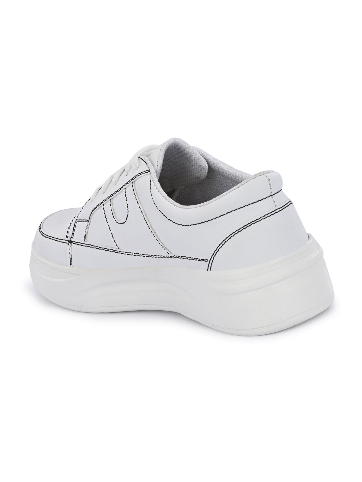 White Casual Lace-Up Sneakers
