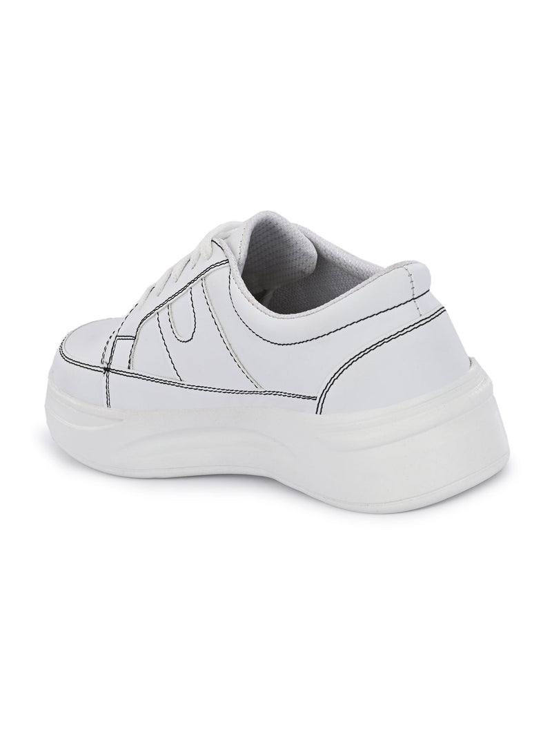 White Casual Lace-Up Sneakers