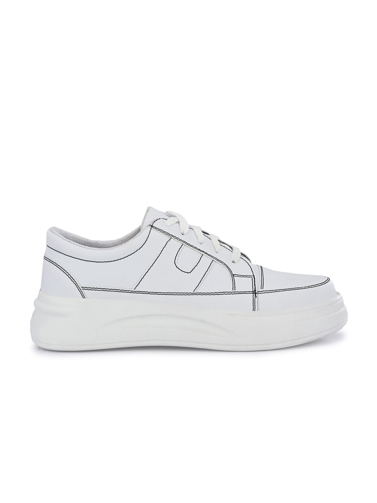 White Casual Lace-Up Sneakers