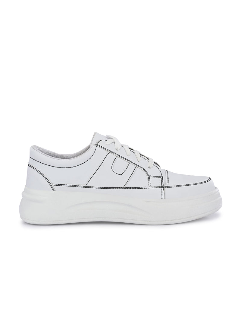 White Casual Lace-Up Sneakers