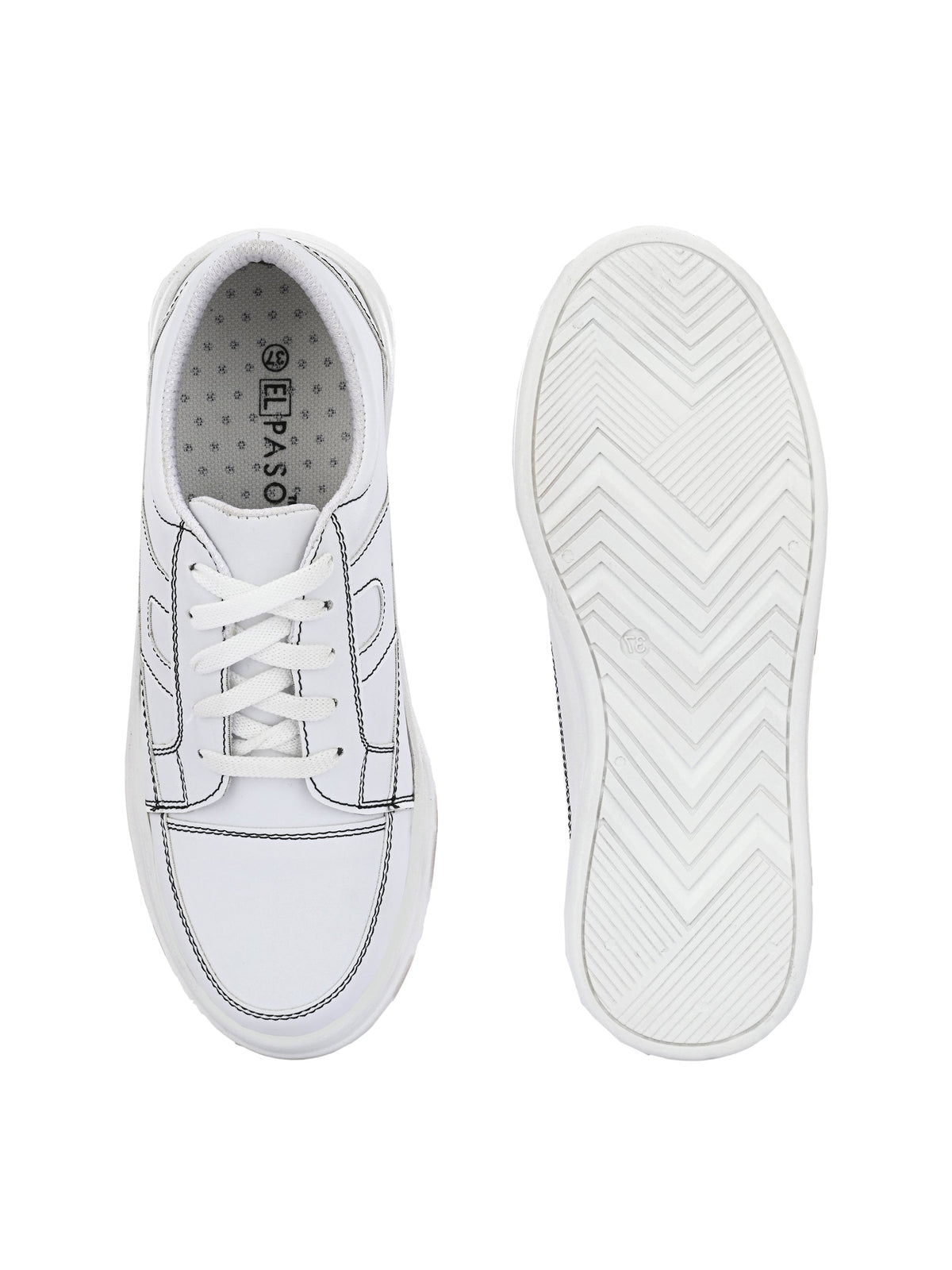 White Casual Lace-Up Sneakers