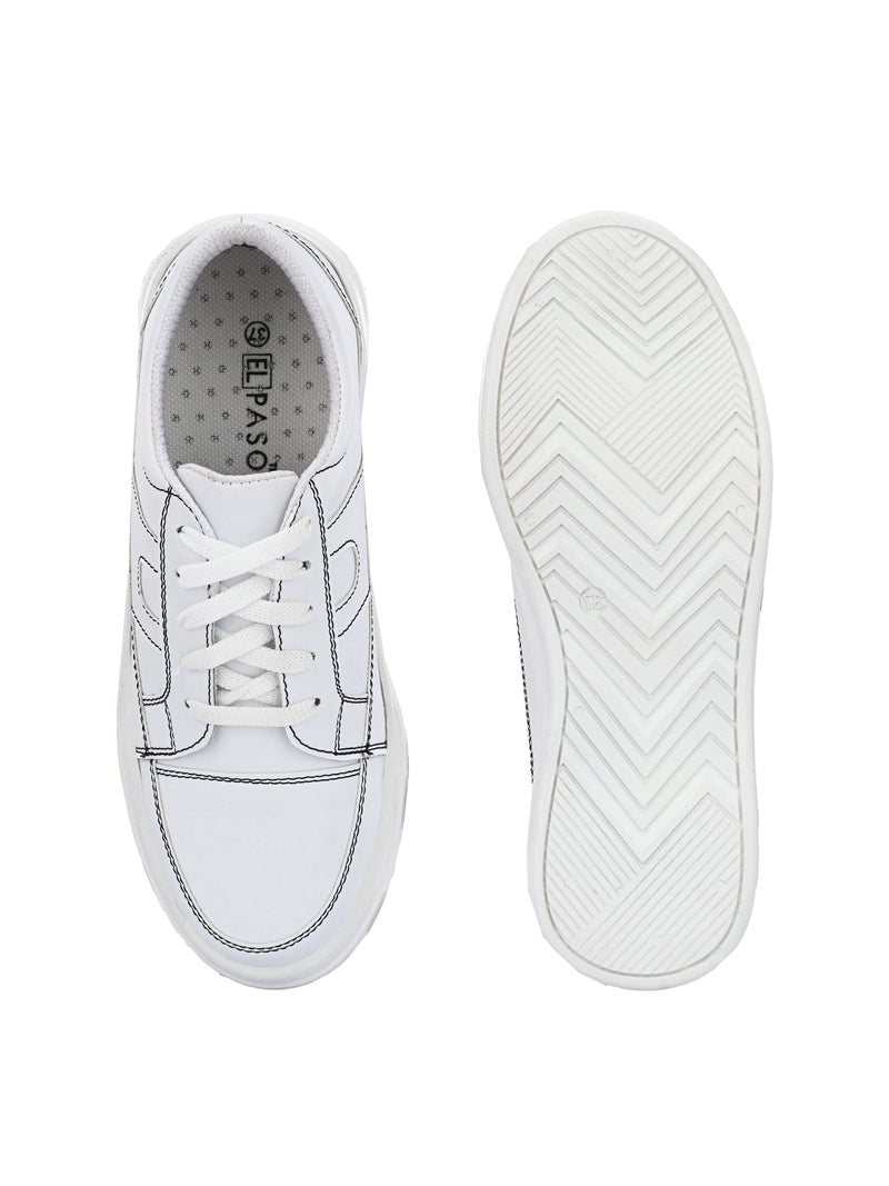 White Casual Lace-Up Sneakers