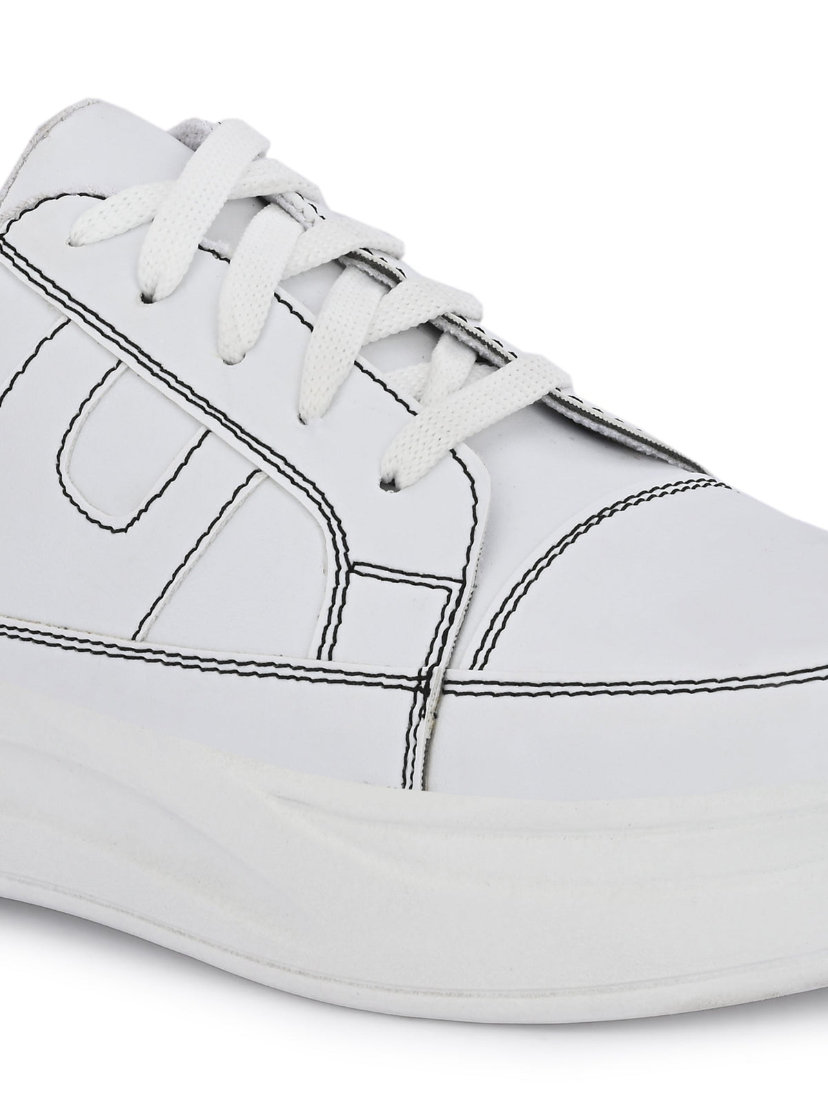 White Casual Lace-Up Sneakers