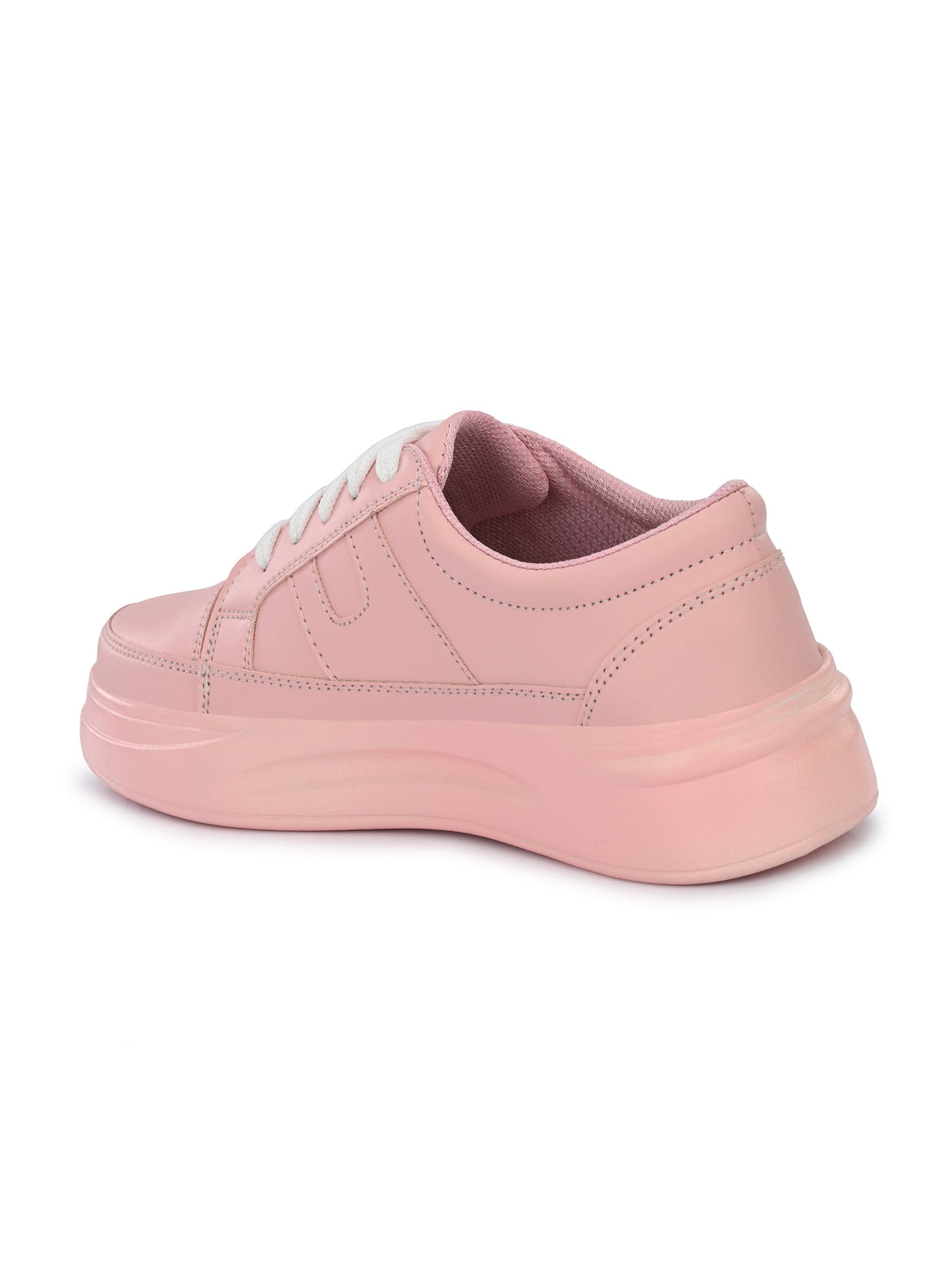 Pink Casual Lace-Up Sneakers