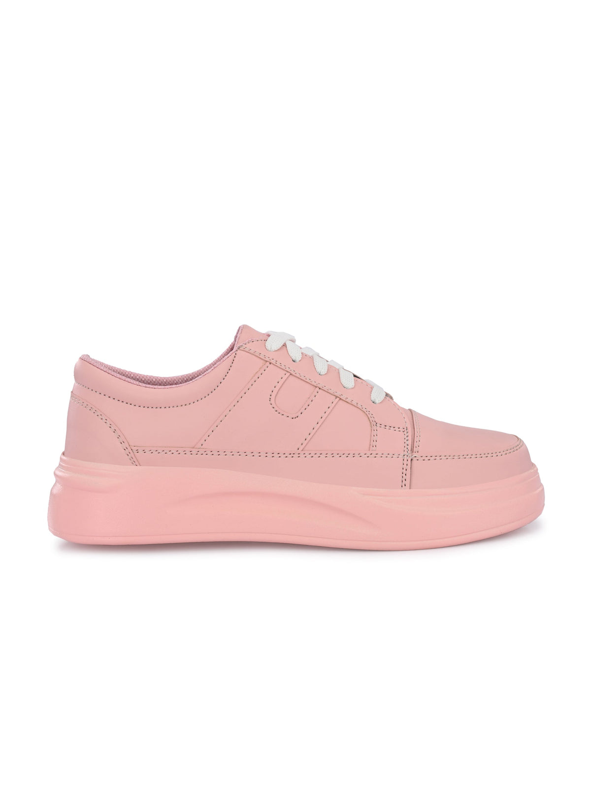 Pink Casual Lace-Up Sneakers