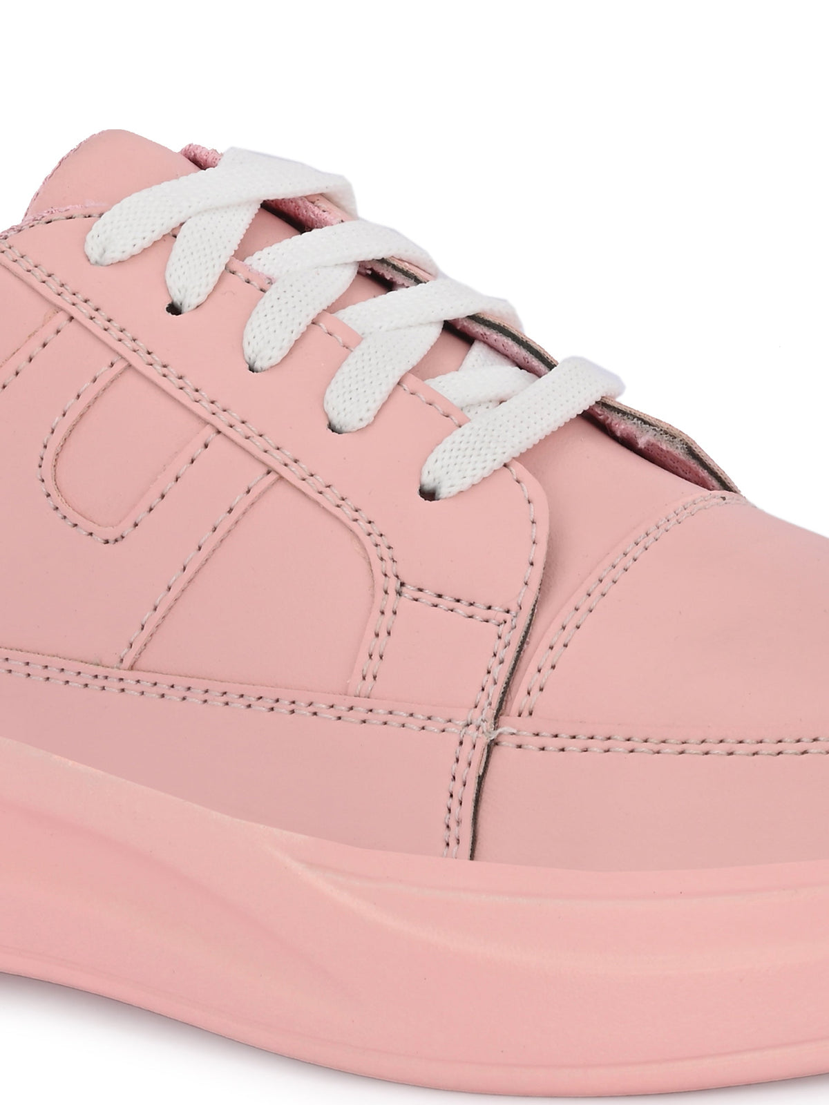 Pink Casual Lace-Up Sneakers