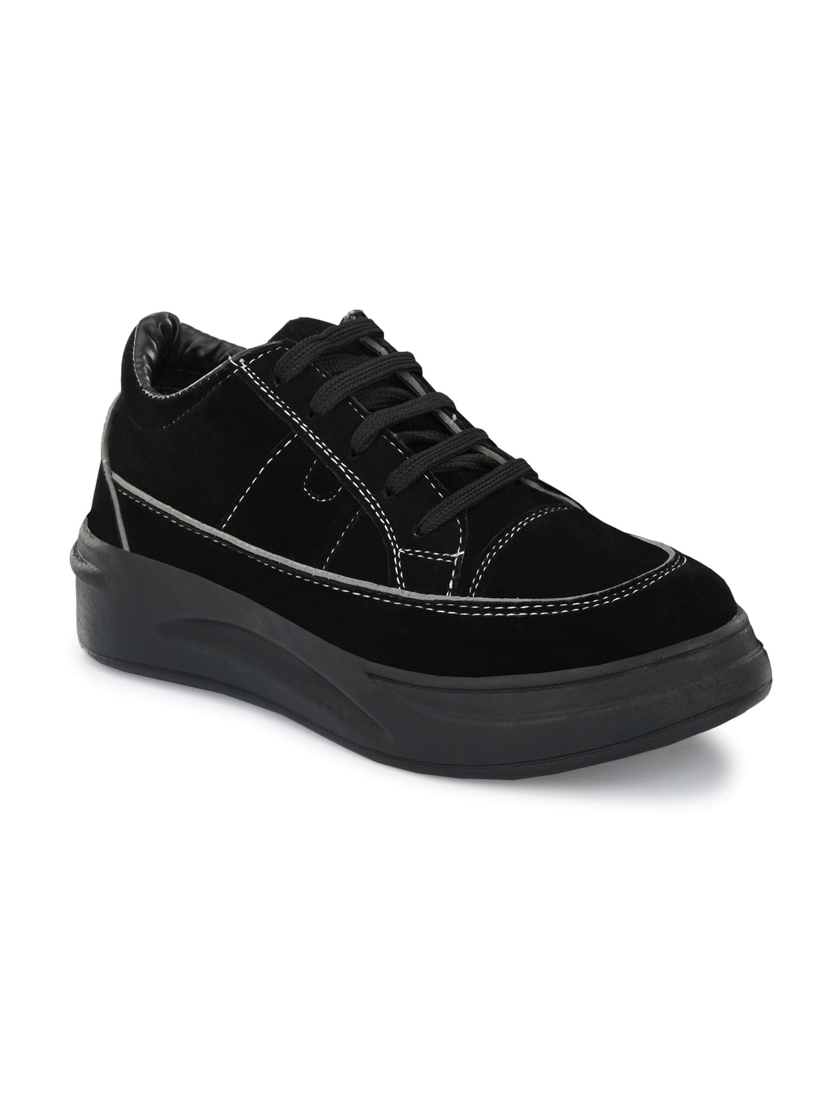 Black Casual Lace-Up Sneakers
