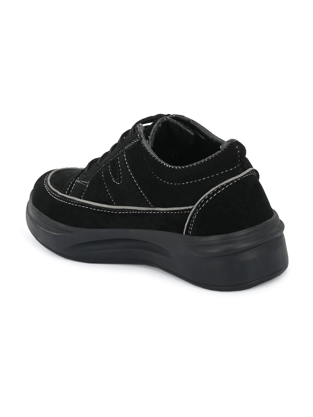 Black Casual Lace-Up Sneakers
