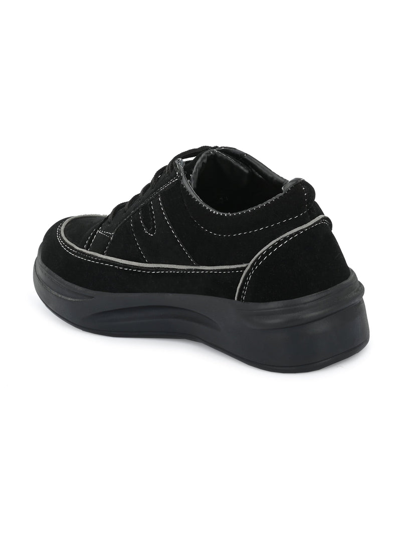 Black Casual Lace-Up Sneakers