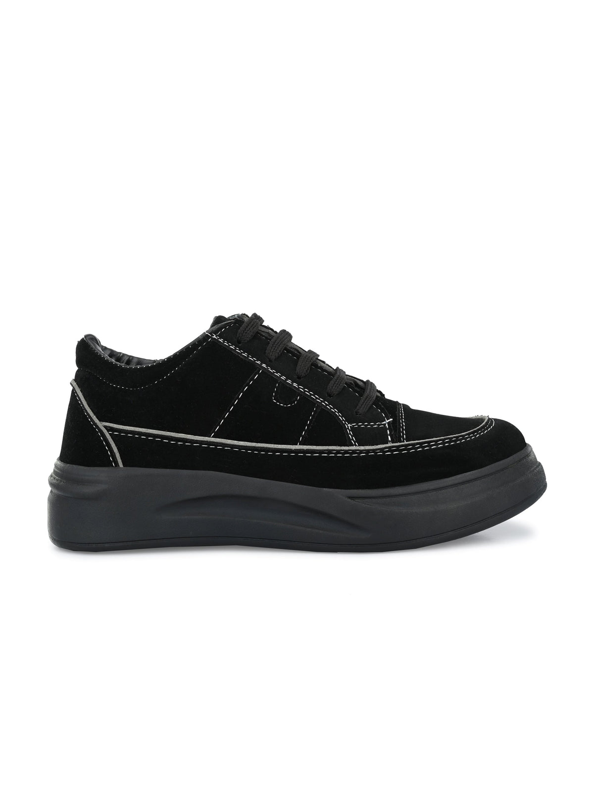 Black Casual Lace-Up Sneakers