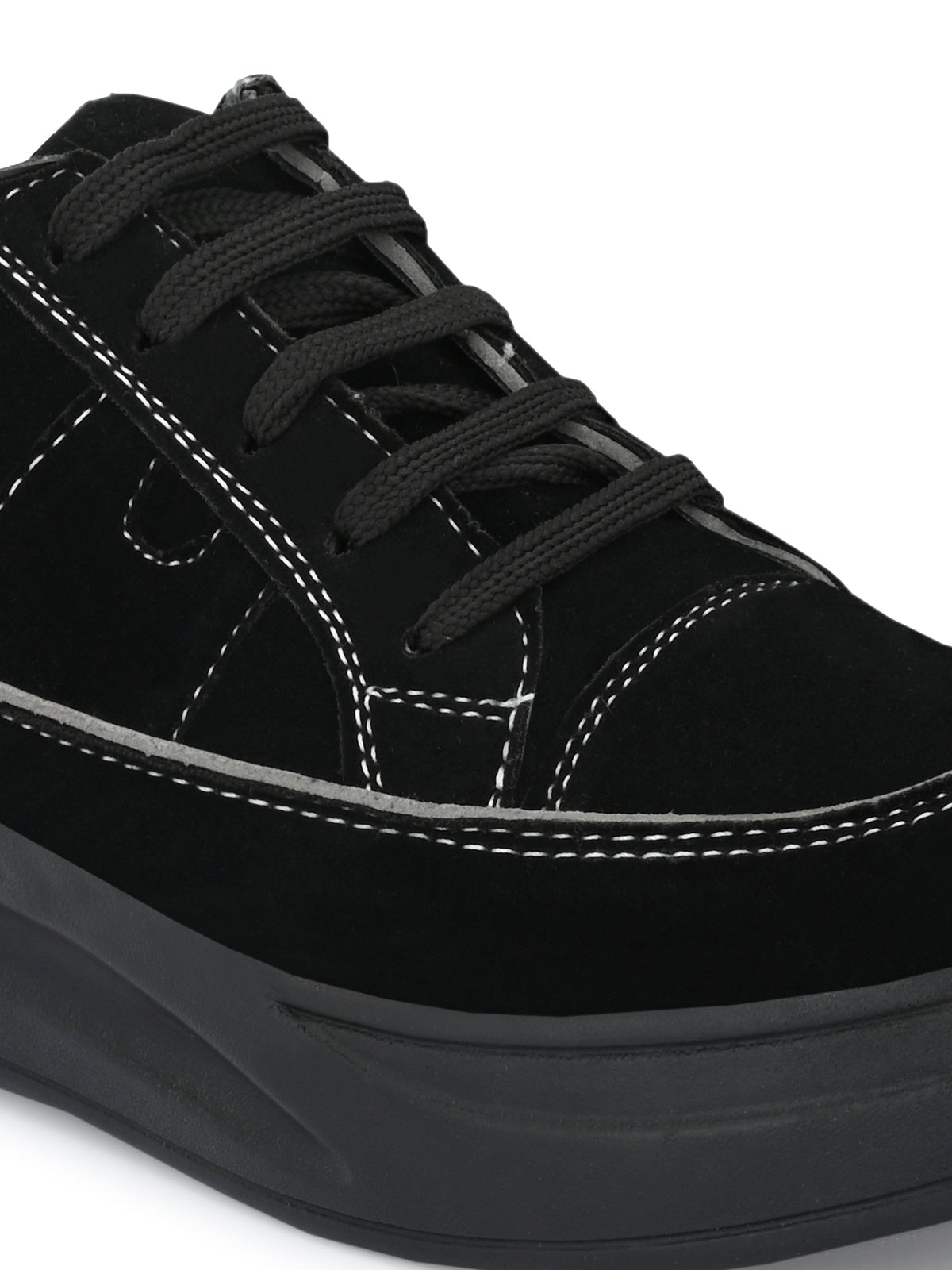 Black Casual Lace-Up Sneakers