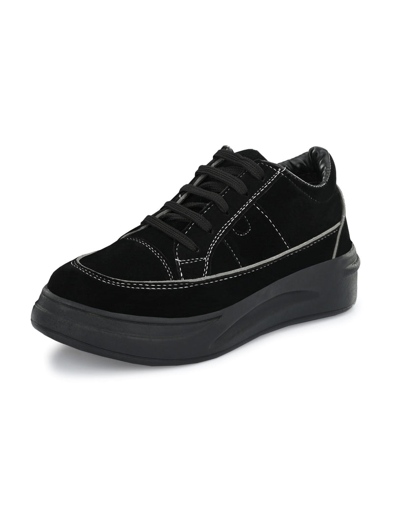 Black Casual Lace-Up Sneakers