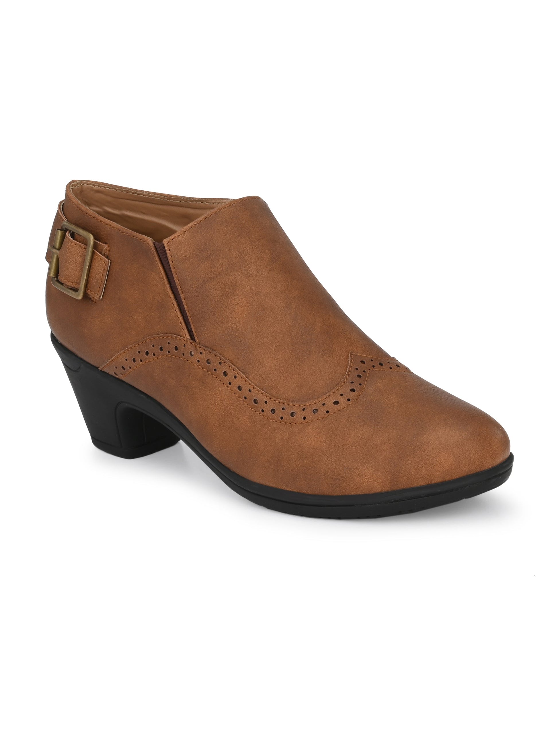Vintage Sapphire Buckled Ankle Bootie For Women-7