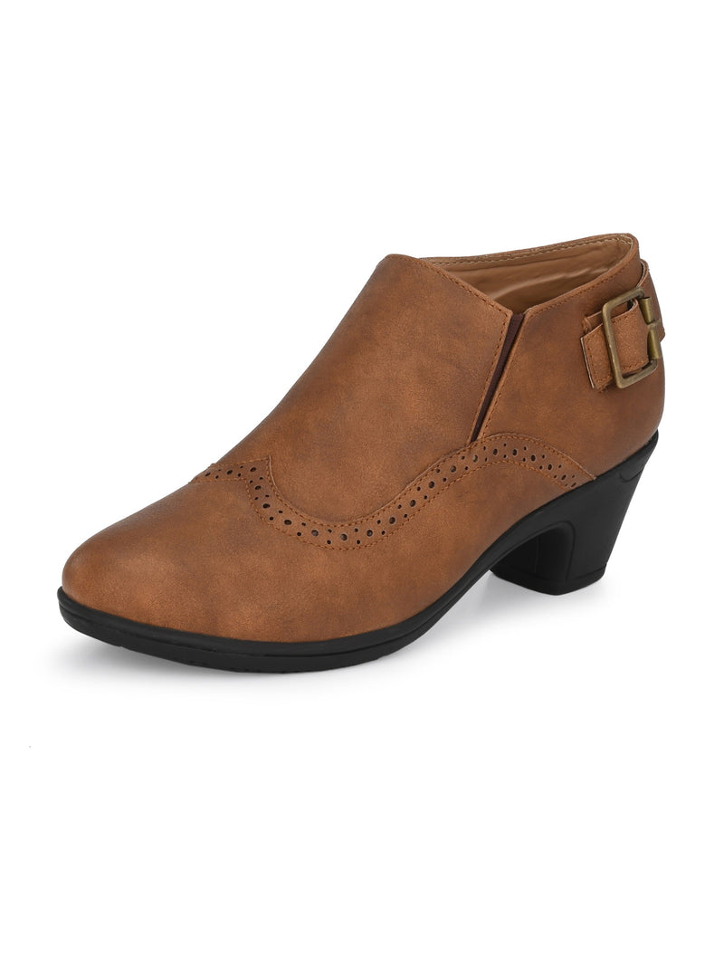 Vintage Sapphire Buckled Ankle Bootie For Women-12