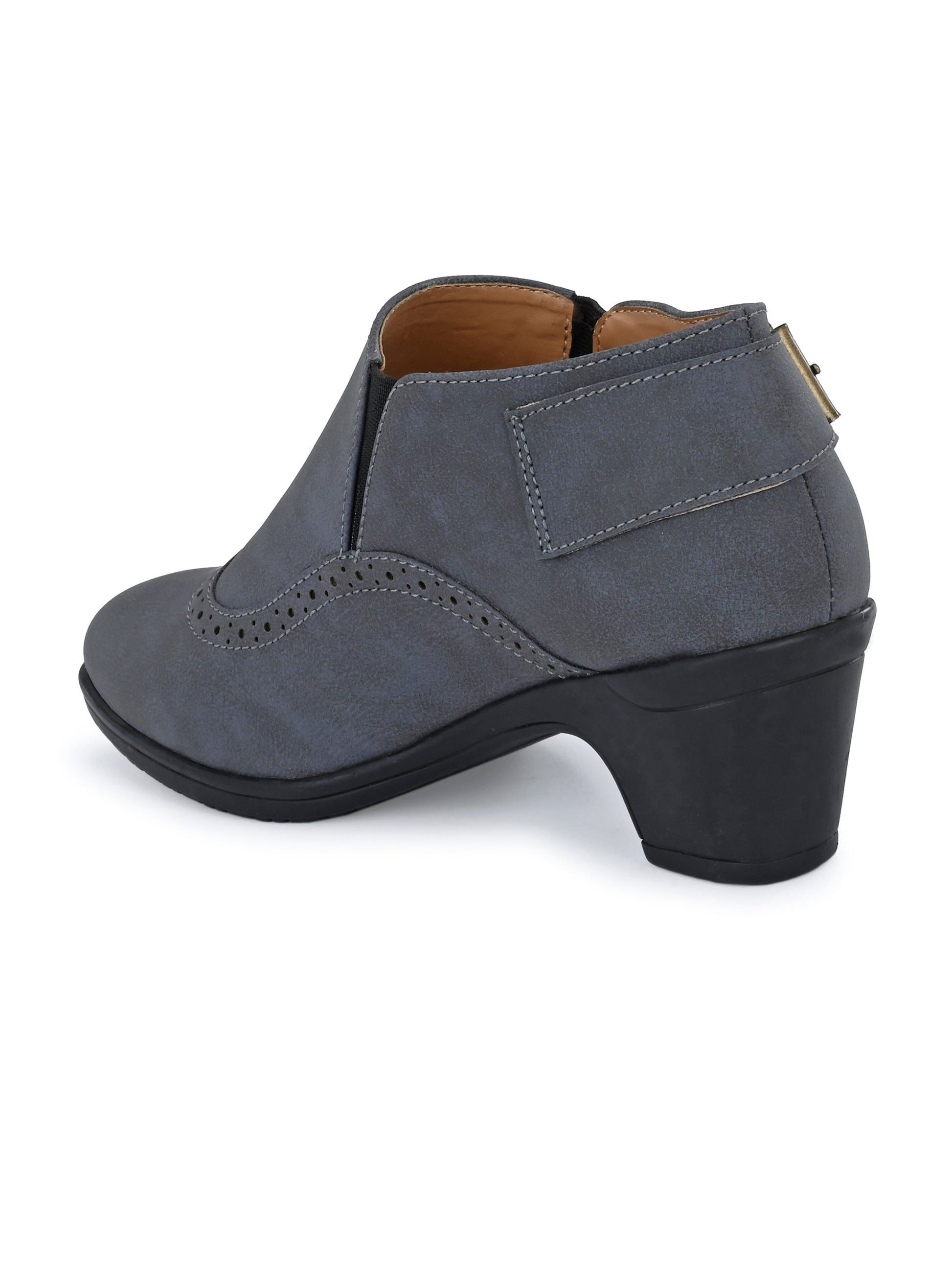 Vintage Sapphire Buckled Ankle Bootie For Women-5