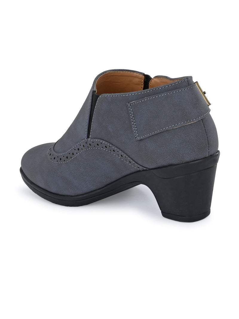 Vintage Sapphire Buckled Ankle Bootie For Women-5