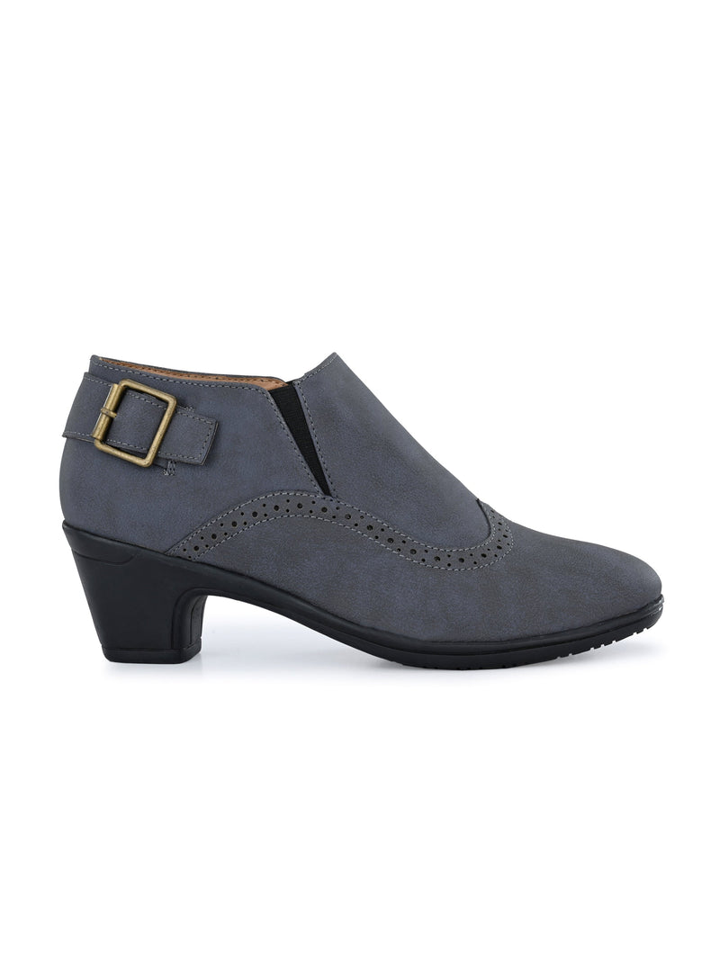 Vintage Sapphire Buckled Ankle Bootie For Women-4