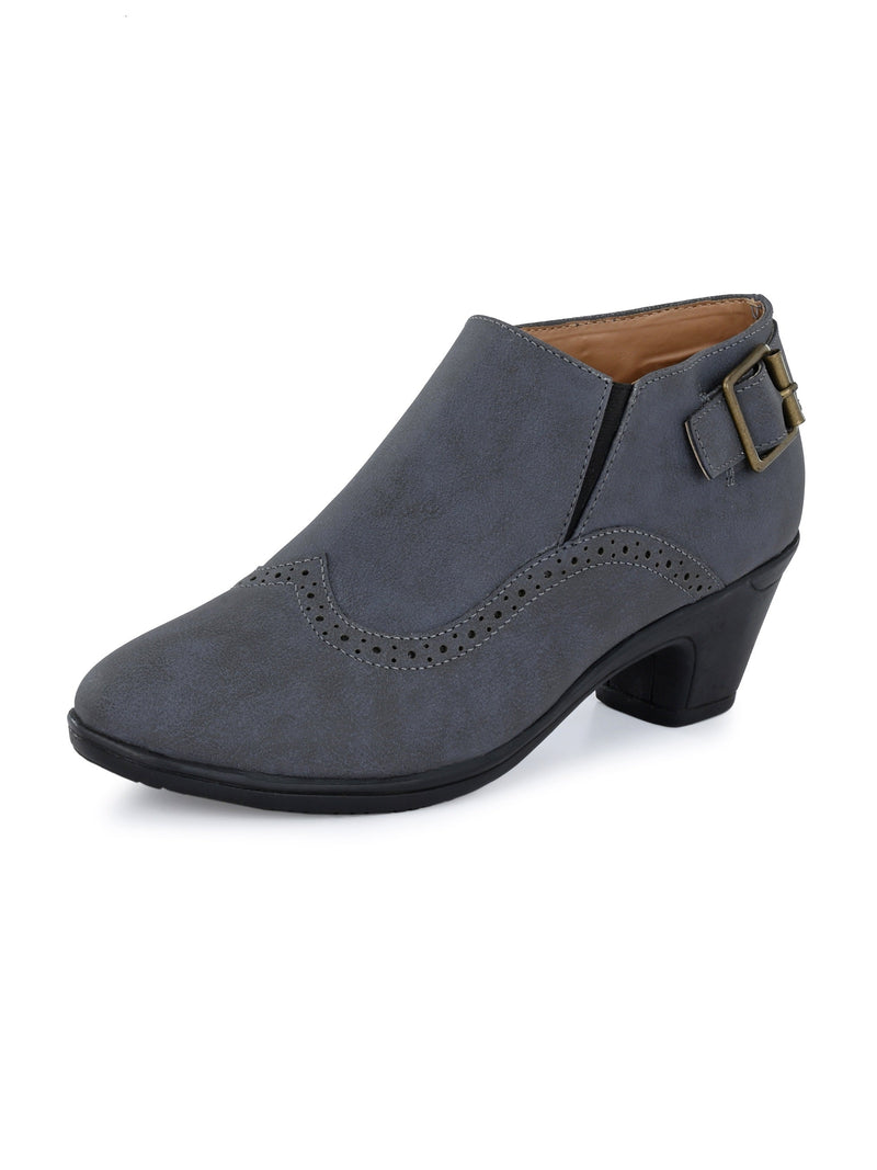 Vintage Sapphire Buckled Ankle Bootie For Women-3