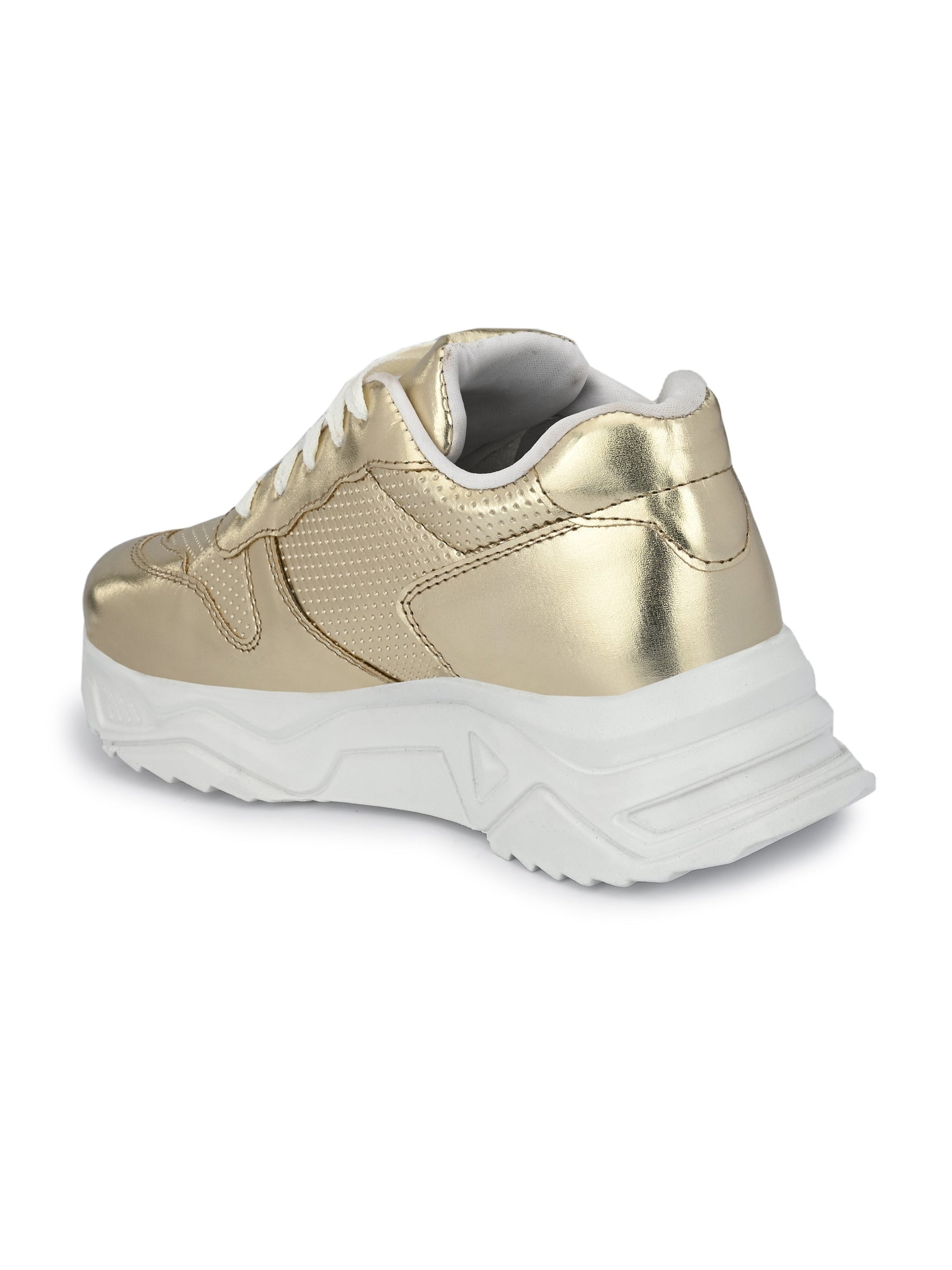 Golden Lace-Up Party Wear Sneakers