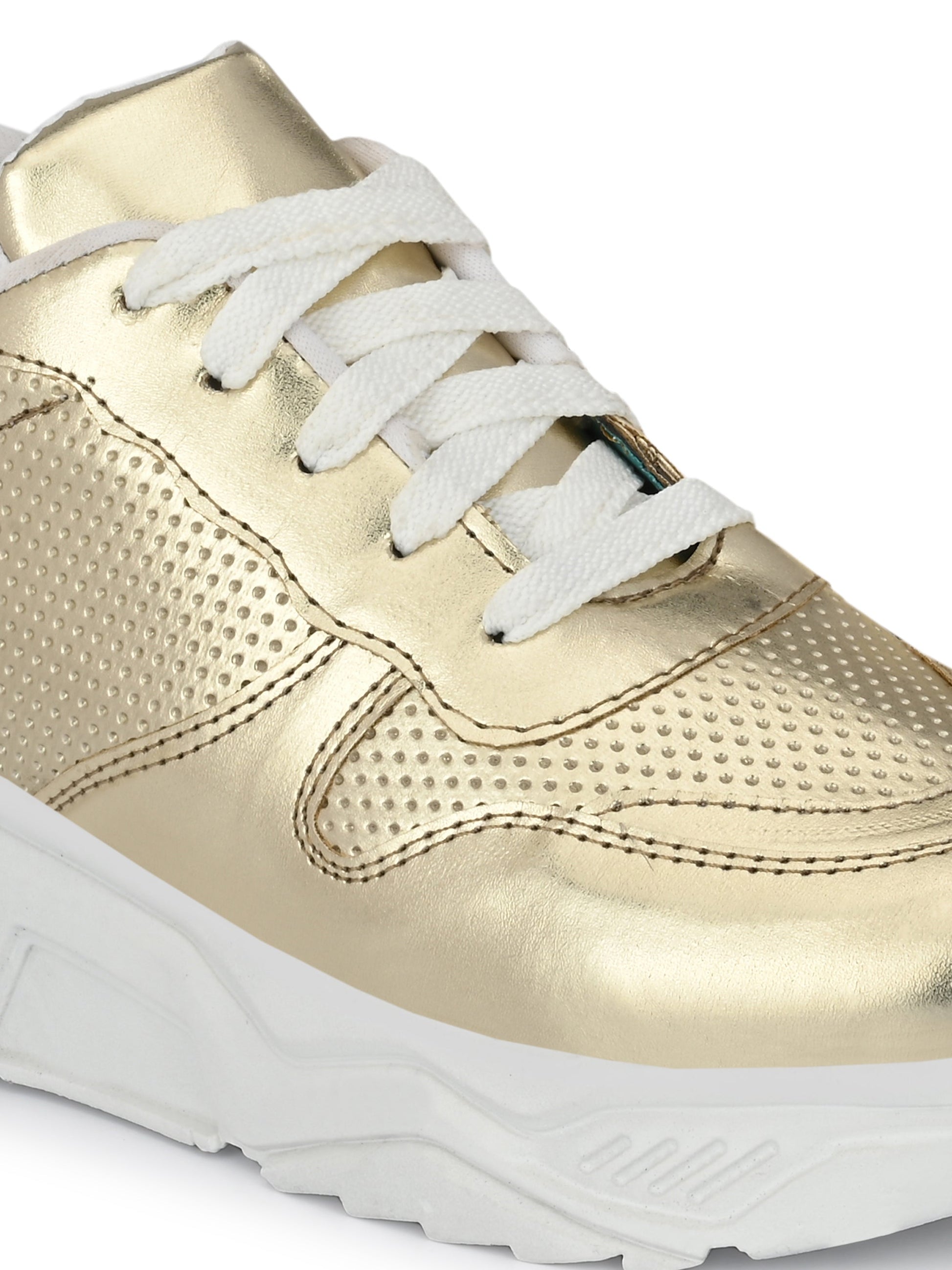 Golden Lace-Up Party Wear Sneakers