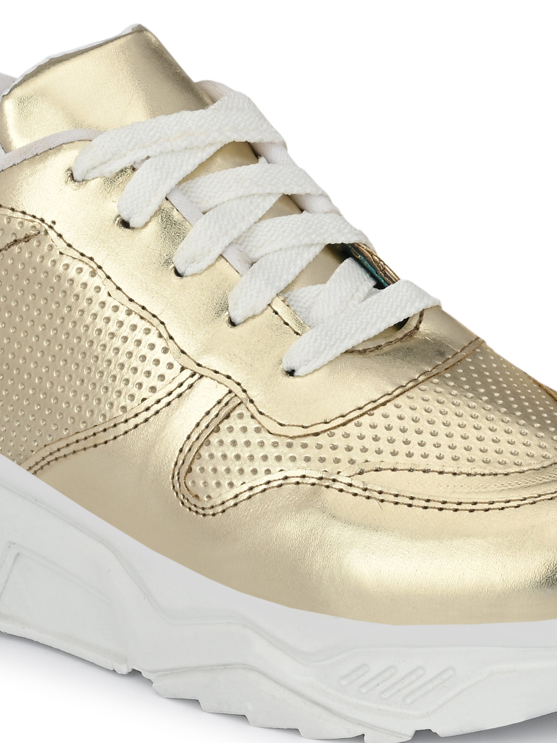 Golden Lace-Up Party Wear Sneakers