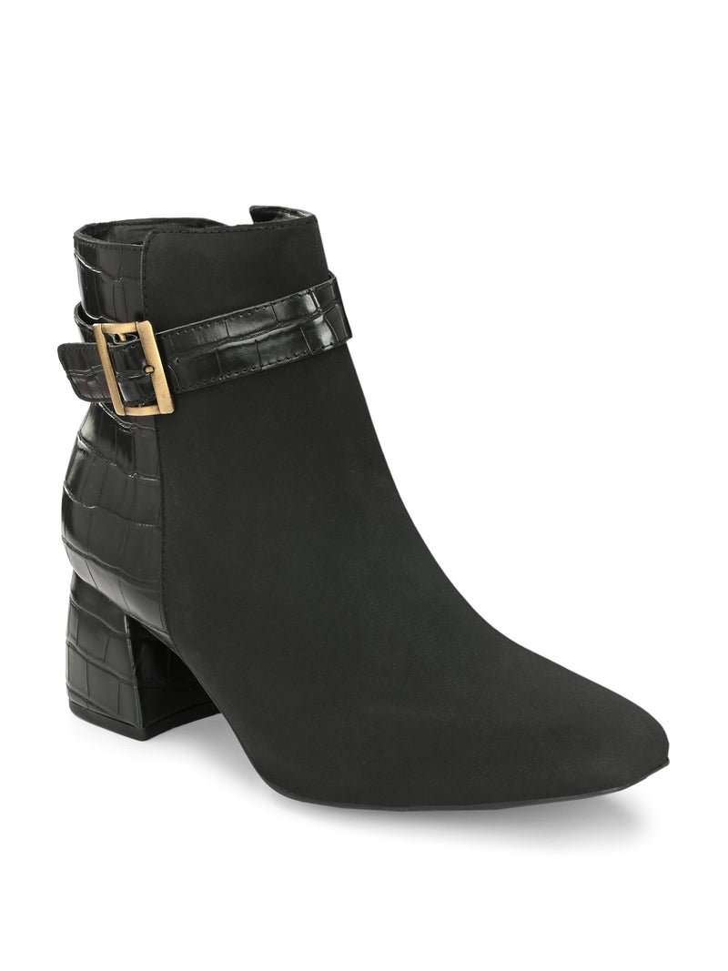 Elegant Onyx Suede Leather Bootie For Women-1