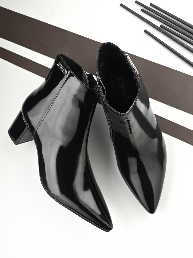 Elegant Ebony Glossy Bootie For Women-6