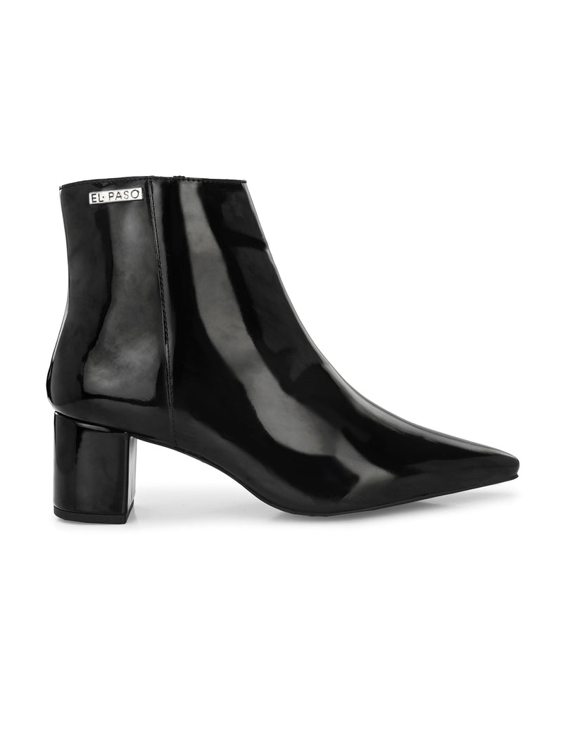 Elegant Ebony Glossy Bootie For Women-2