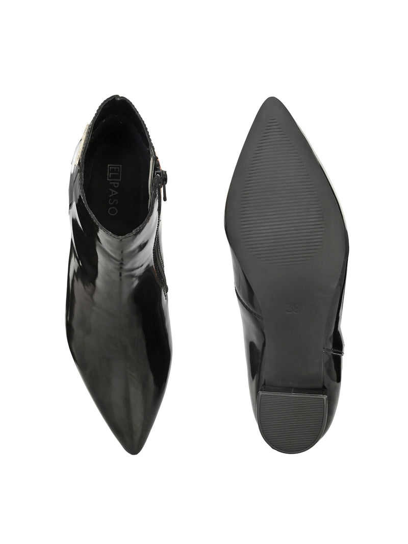 Elegant Ebony Glossy Bootie For Women-4