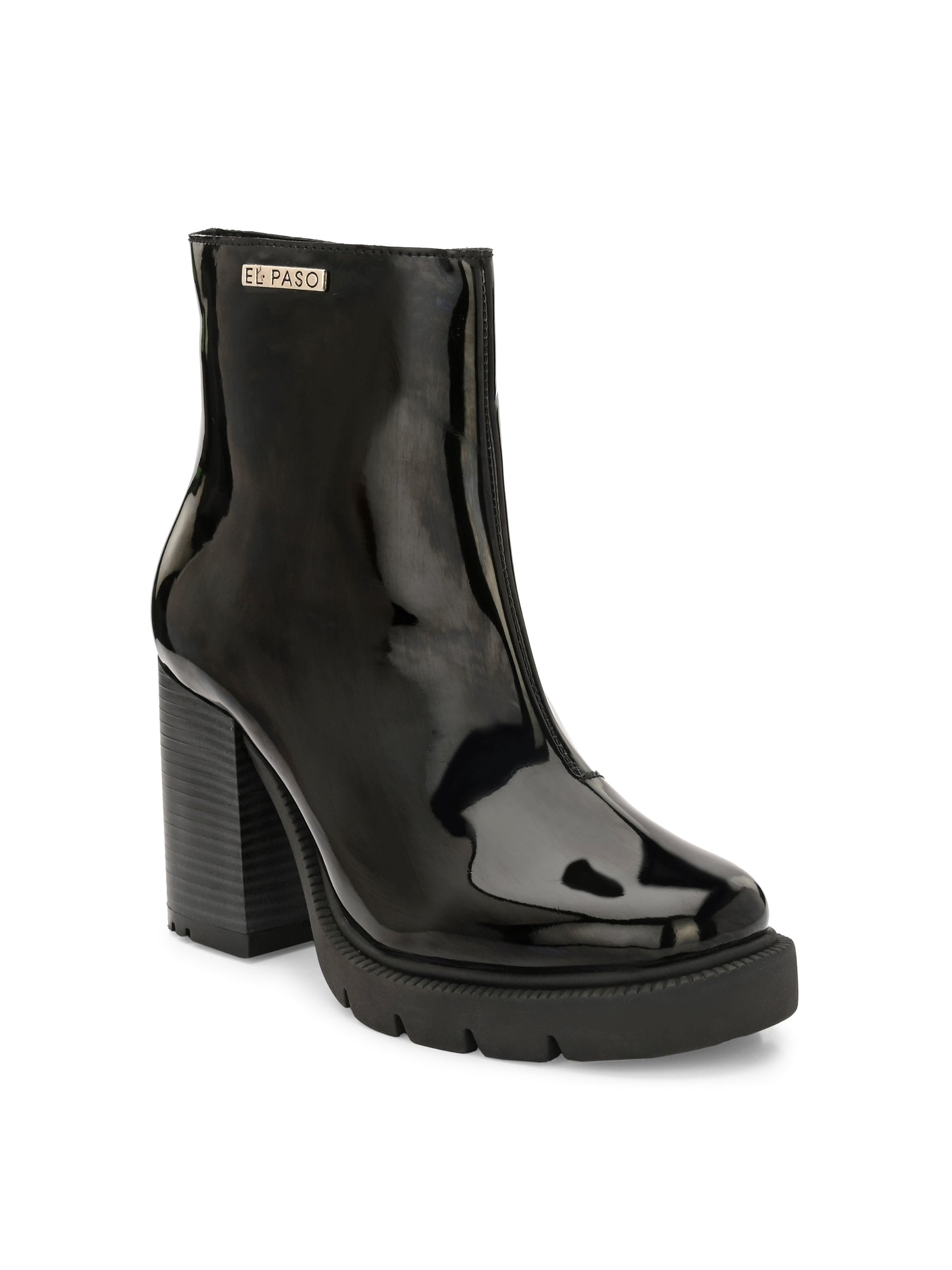 Chic Black Patent Leather Ankle Boot For Women-1