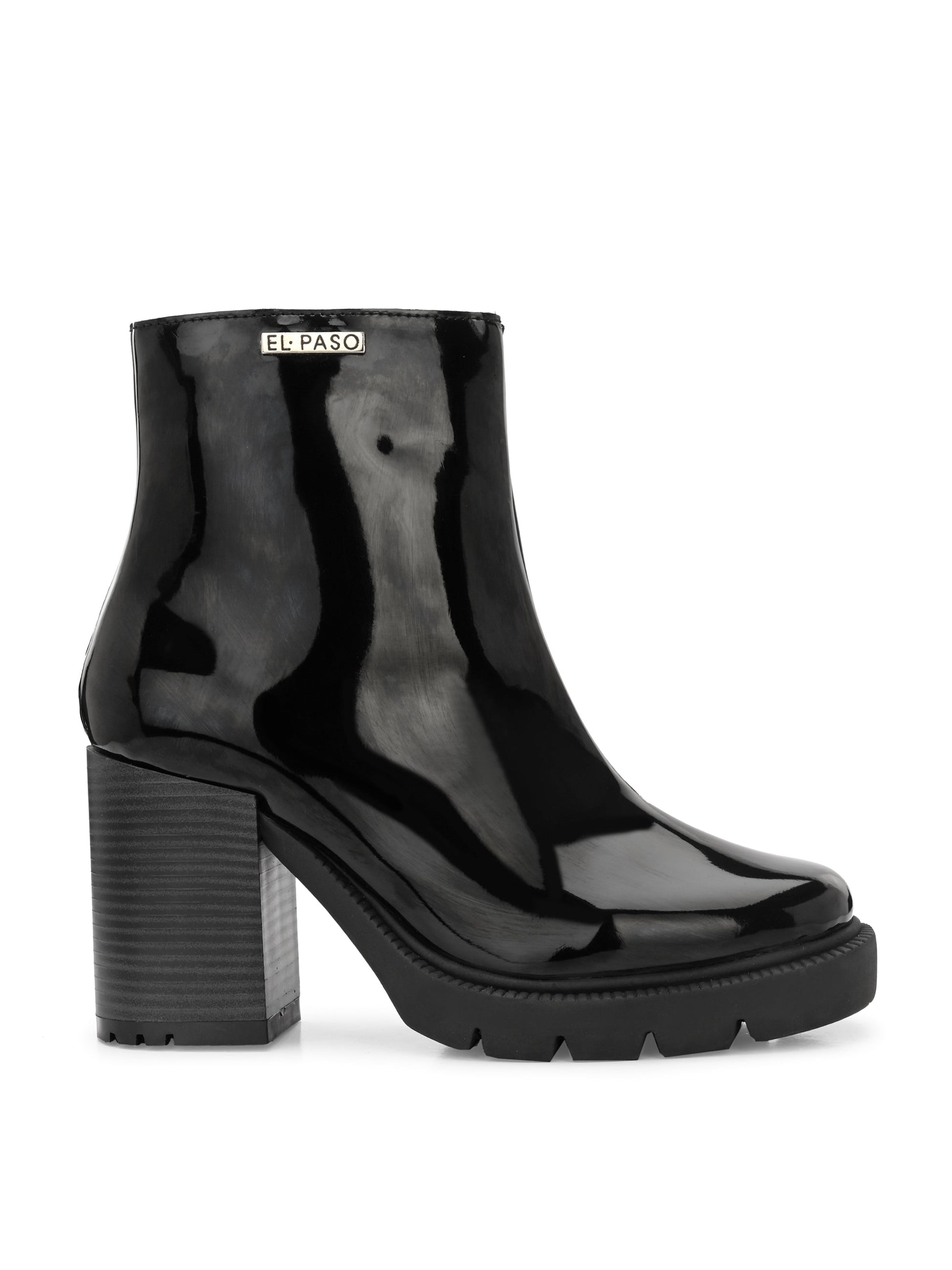 Chic Black Patent Leather Ankle Boot For Women-2