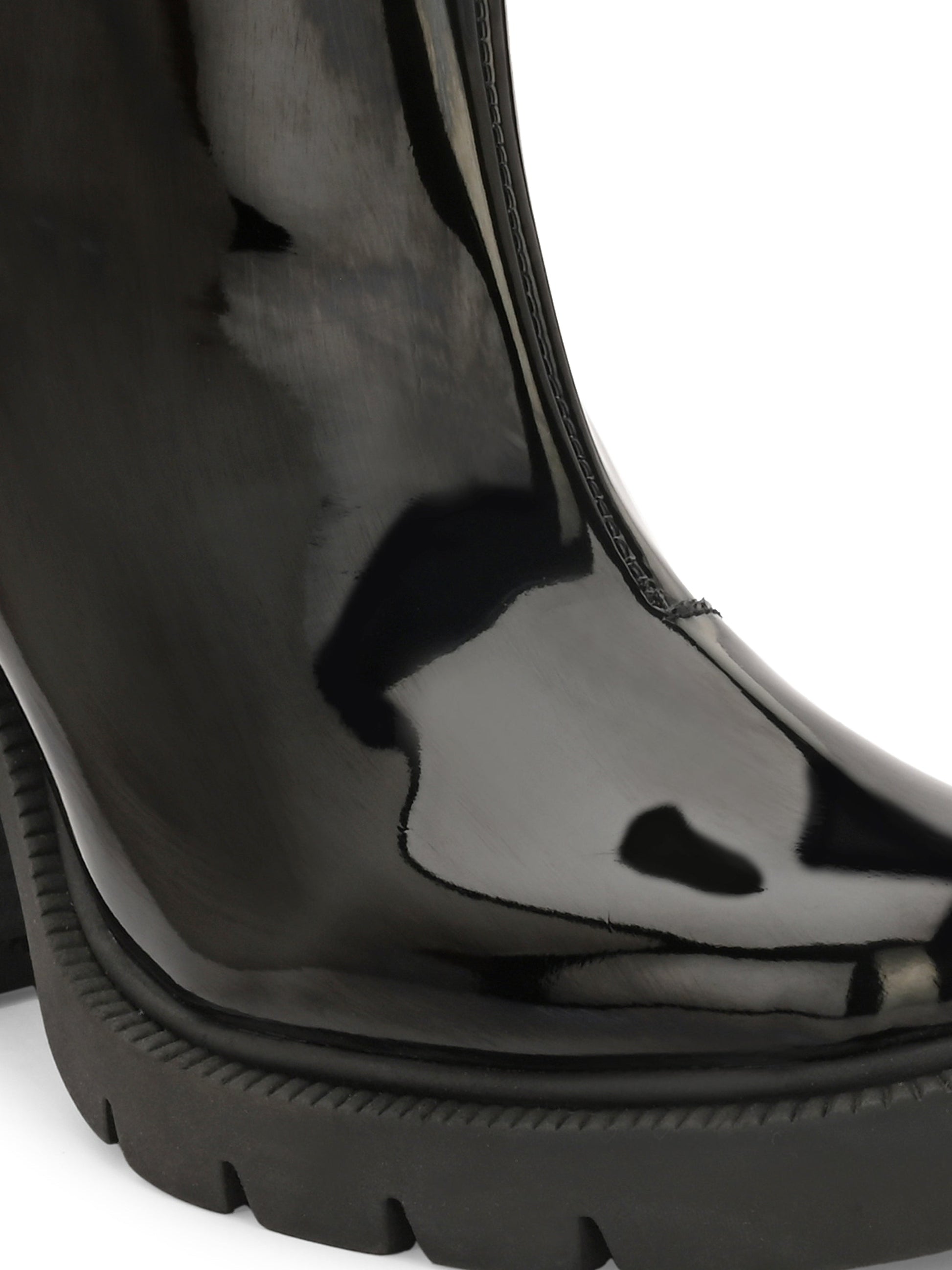 Chic Black Patent Leather Ankle Boot For Women-5