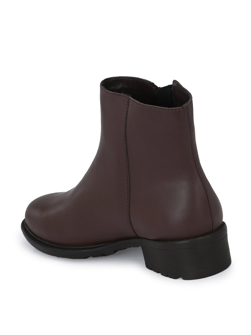 Sophisticated Onyx Leather Zip-Up Boot For Women-9