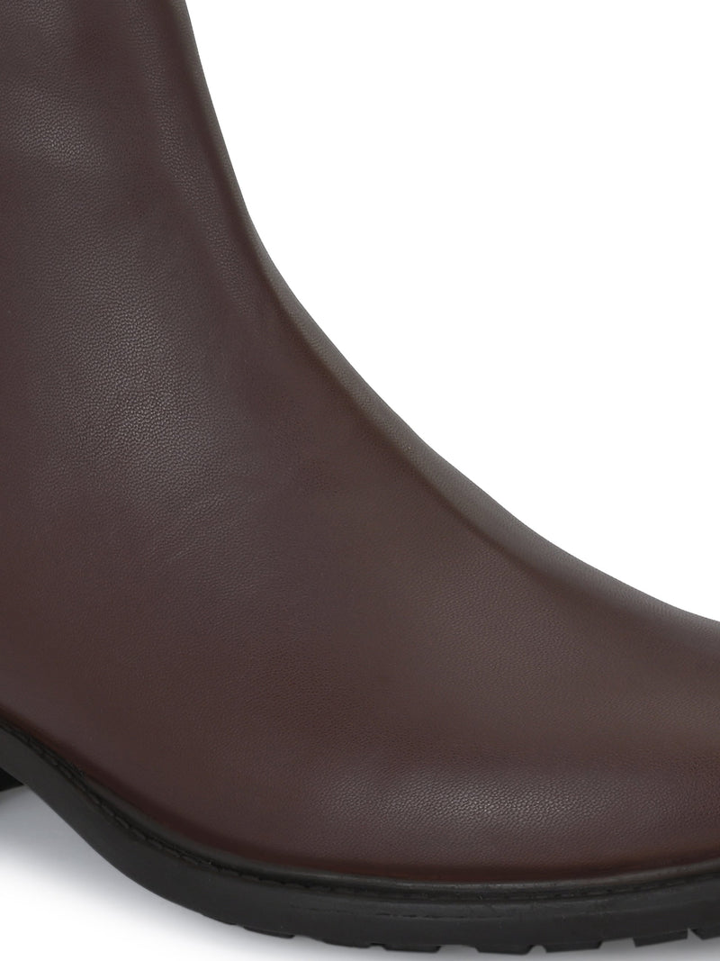 Sophisticated Onyx Leather Zip-Up Boot For Women-11