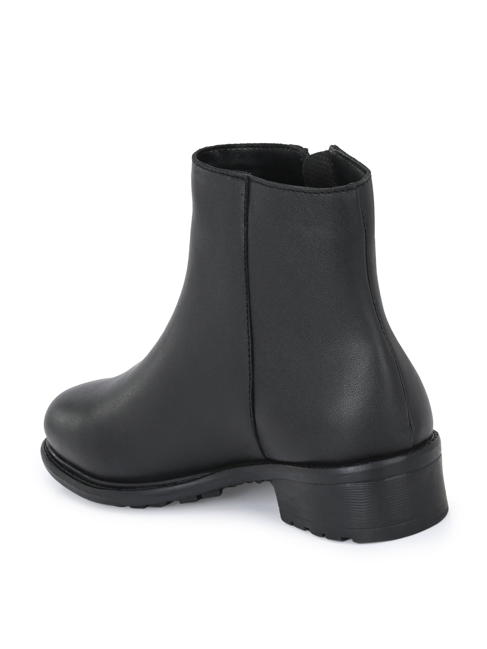 Sophisticated Onyx Leather Zip-Up Boot For Women-3