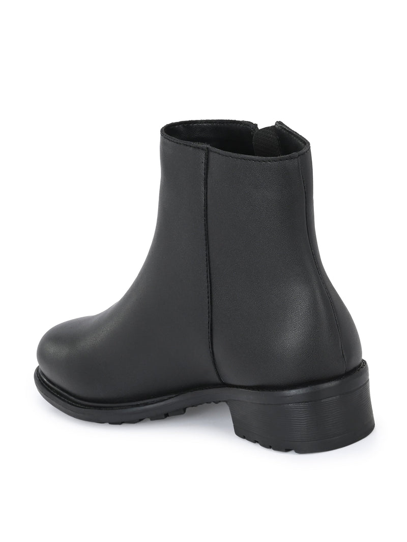Sophisticated Onyx Leather Zip-Up Boot For Women-3