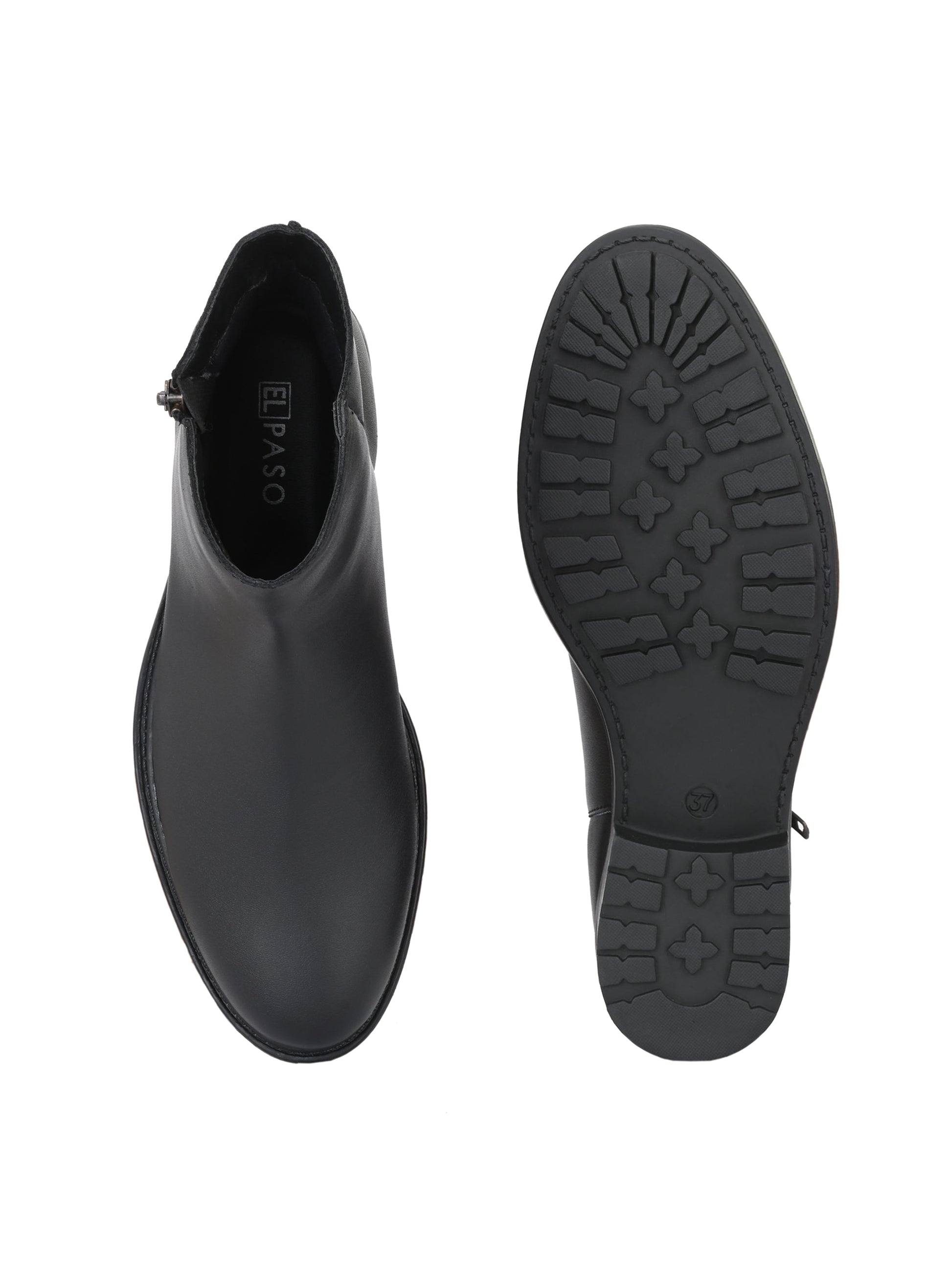 Sophisticated Onyx Leather Zip-Up Boot For Women-4