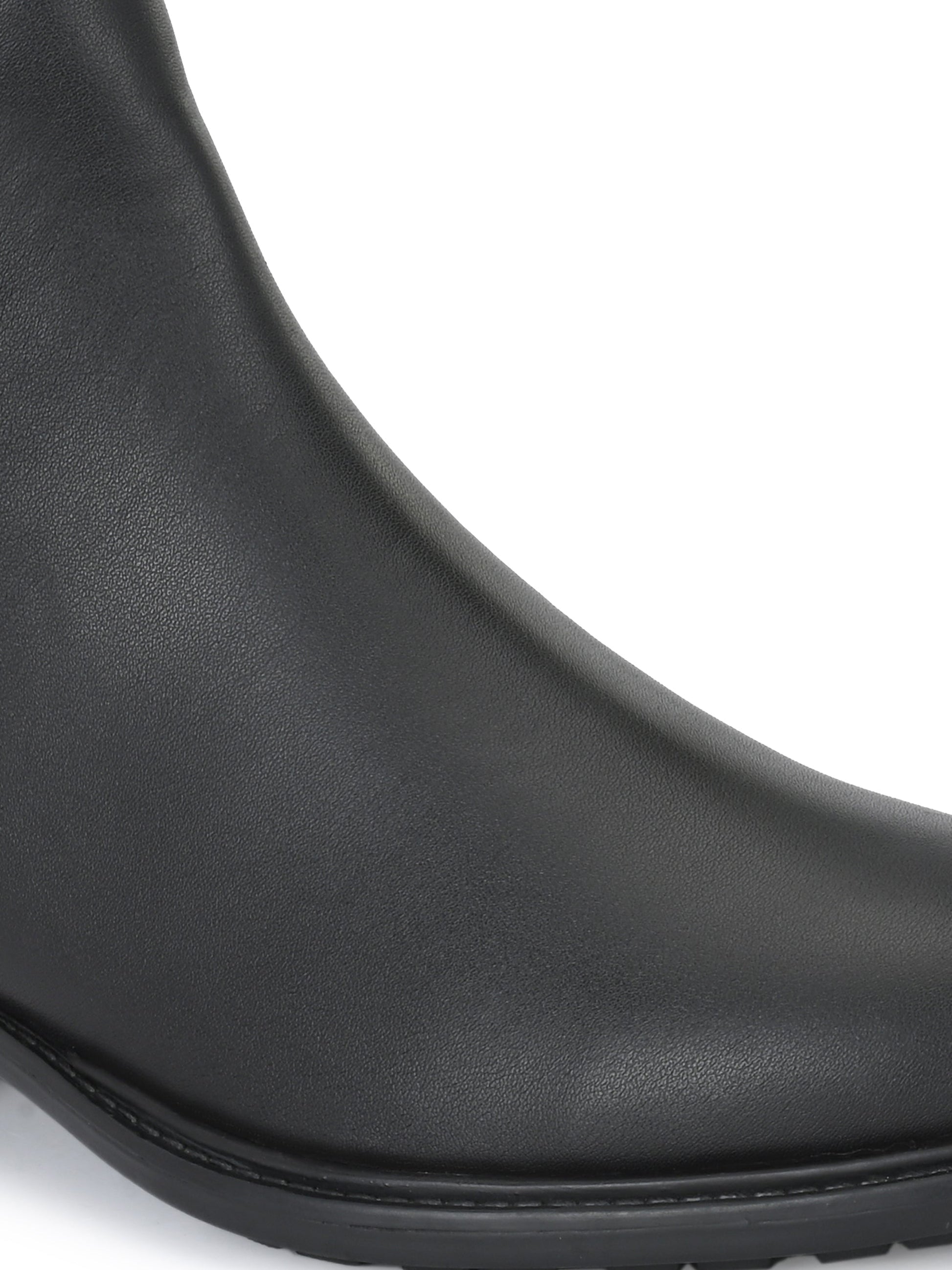 Sophisticated Onyx Leather Zip-Up Boot For Women-5