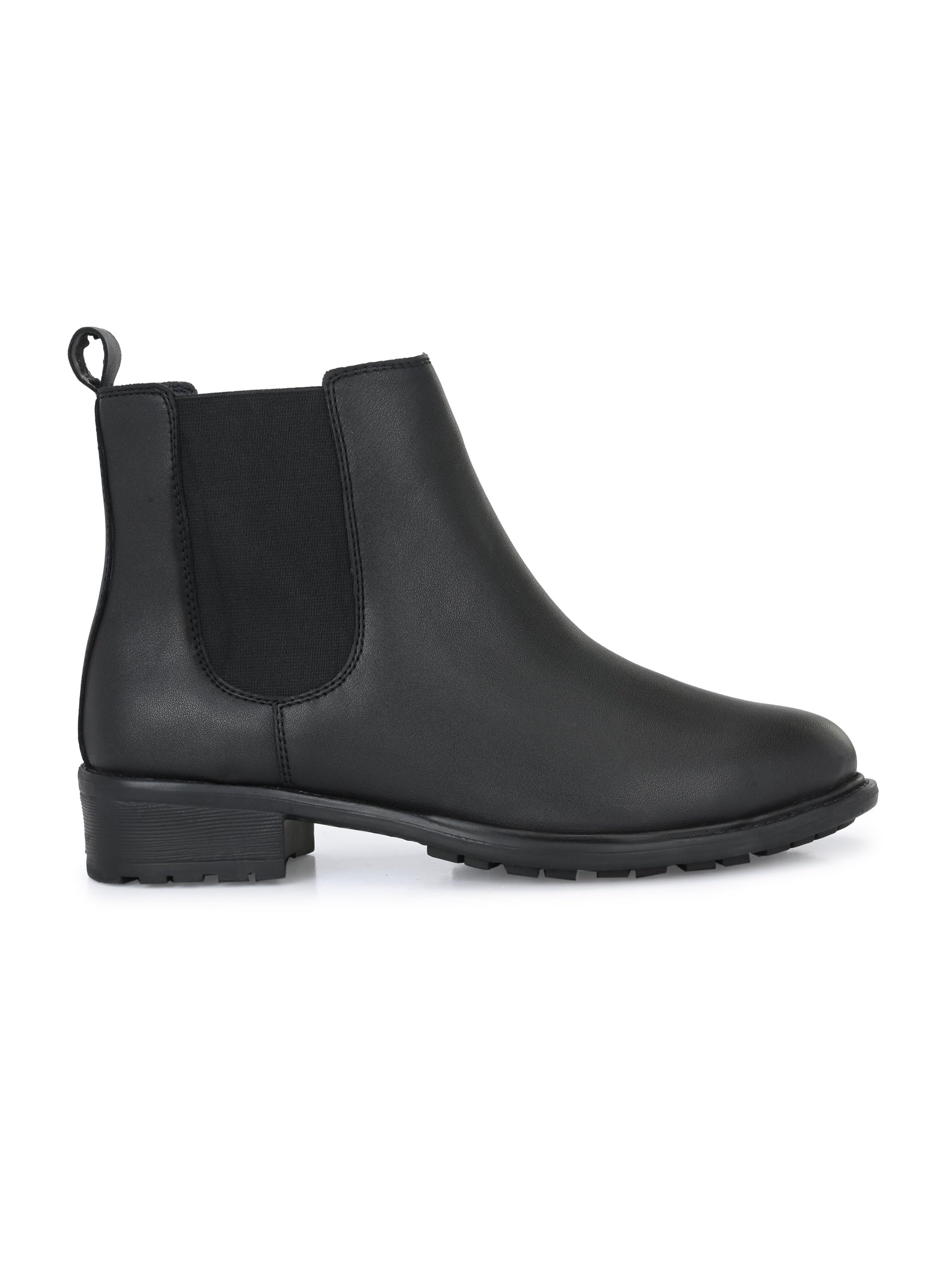 Black Chelsea Block Heel Boots For Women