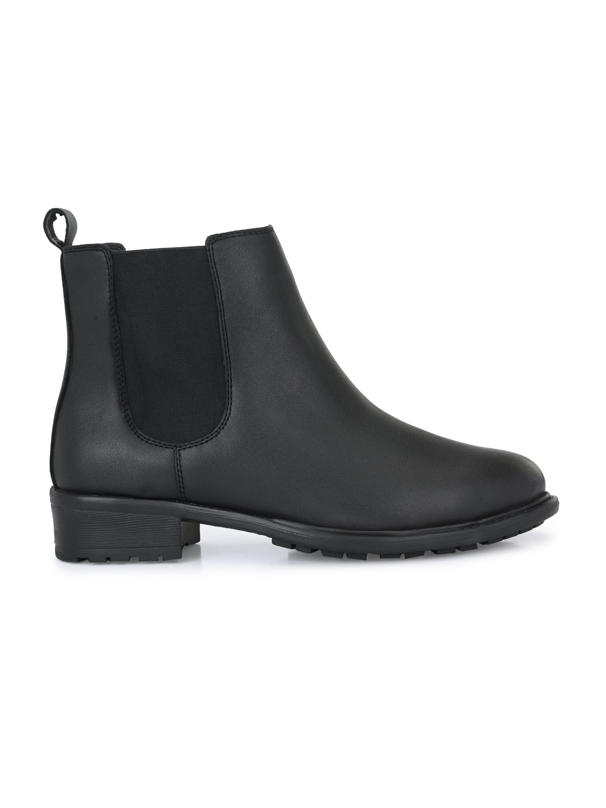 Black Chelsea Block Heel Boots For Women